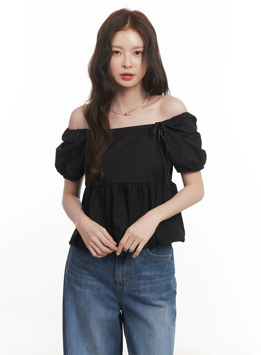 Lovely Ribbon Puff-Sleeve Blouse Top CA501 - Image 9