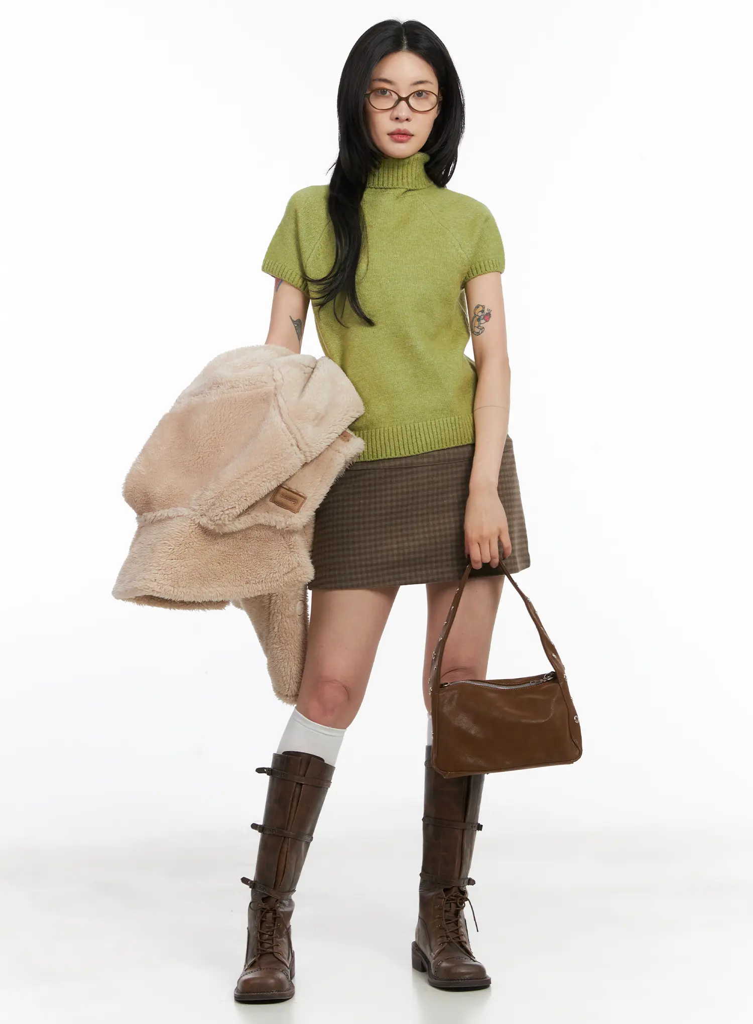 Low-Rise Plaid Mini Skirt CD509