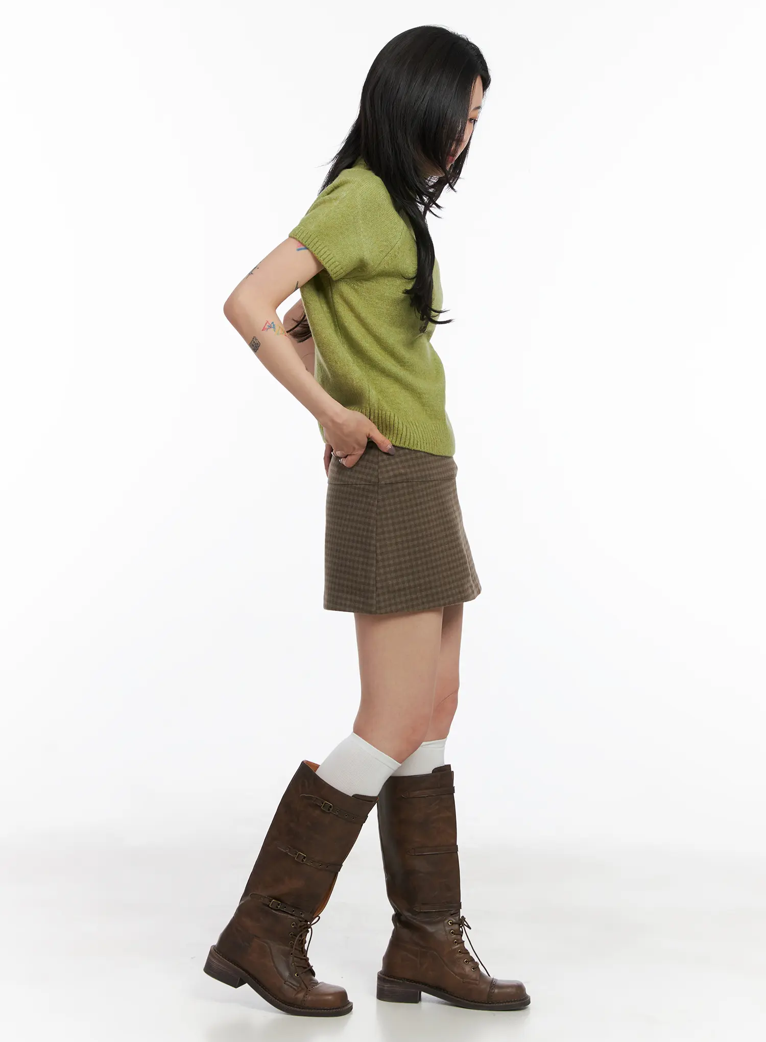 Low-Rise Plaid Mini Skirt CD509 - Image 4