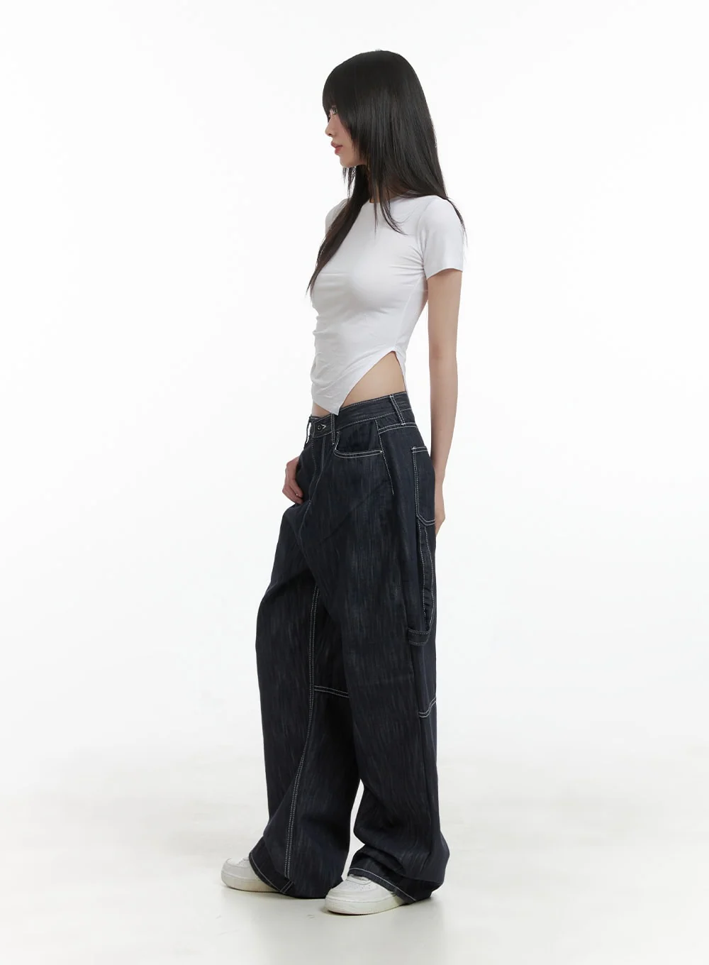 Low-Rise Strap Baggy Jeans CY414 - Image 3