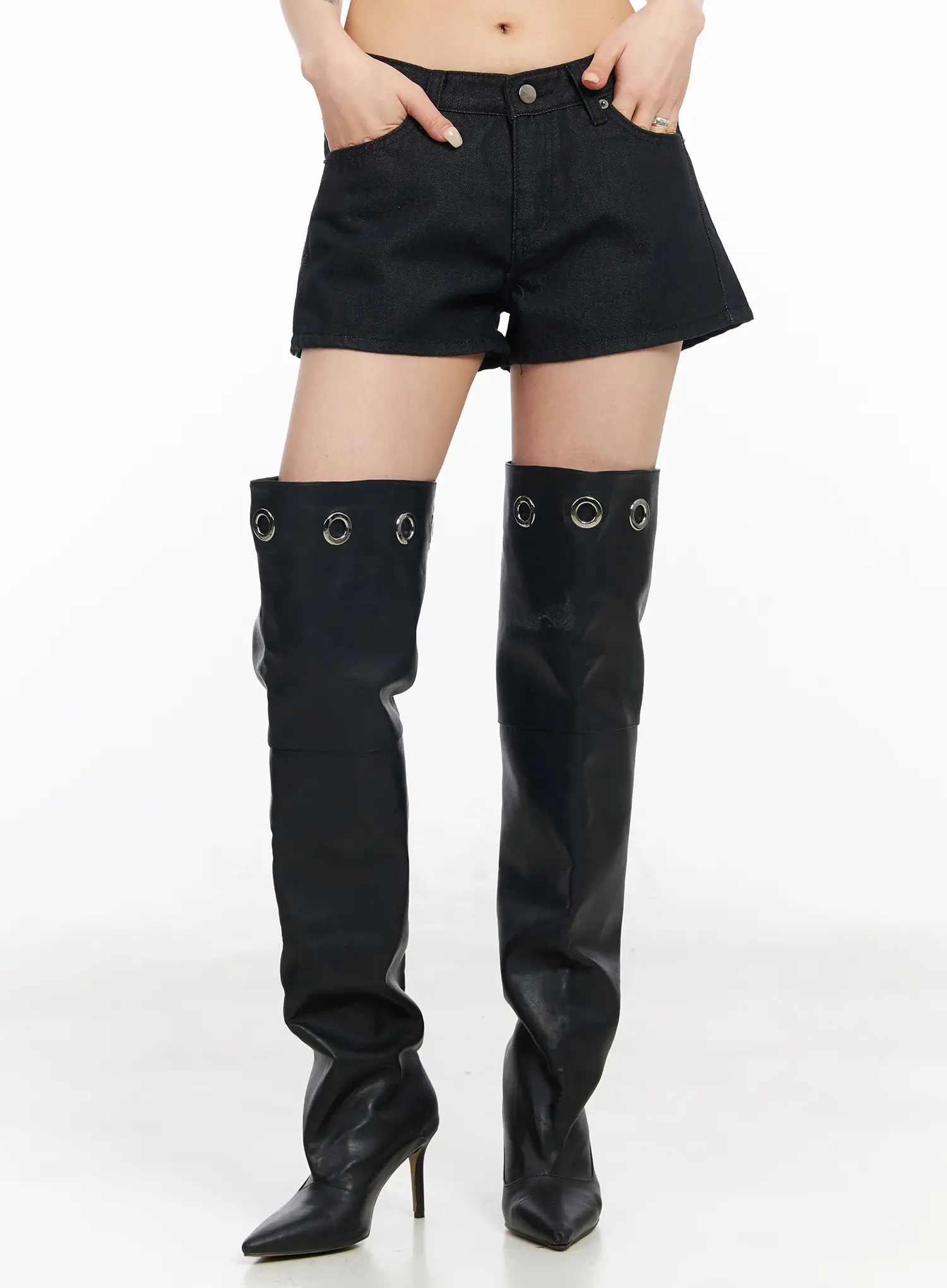 Low Waist Dark Wash Denim Shorts CM517