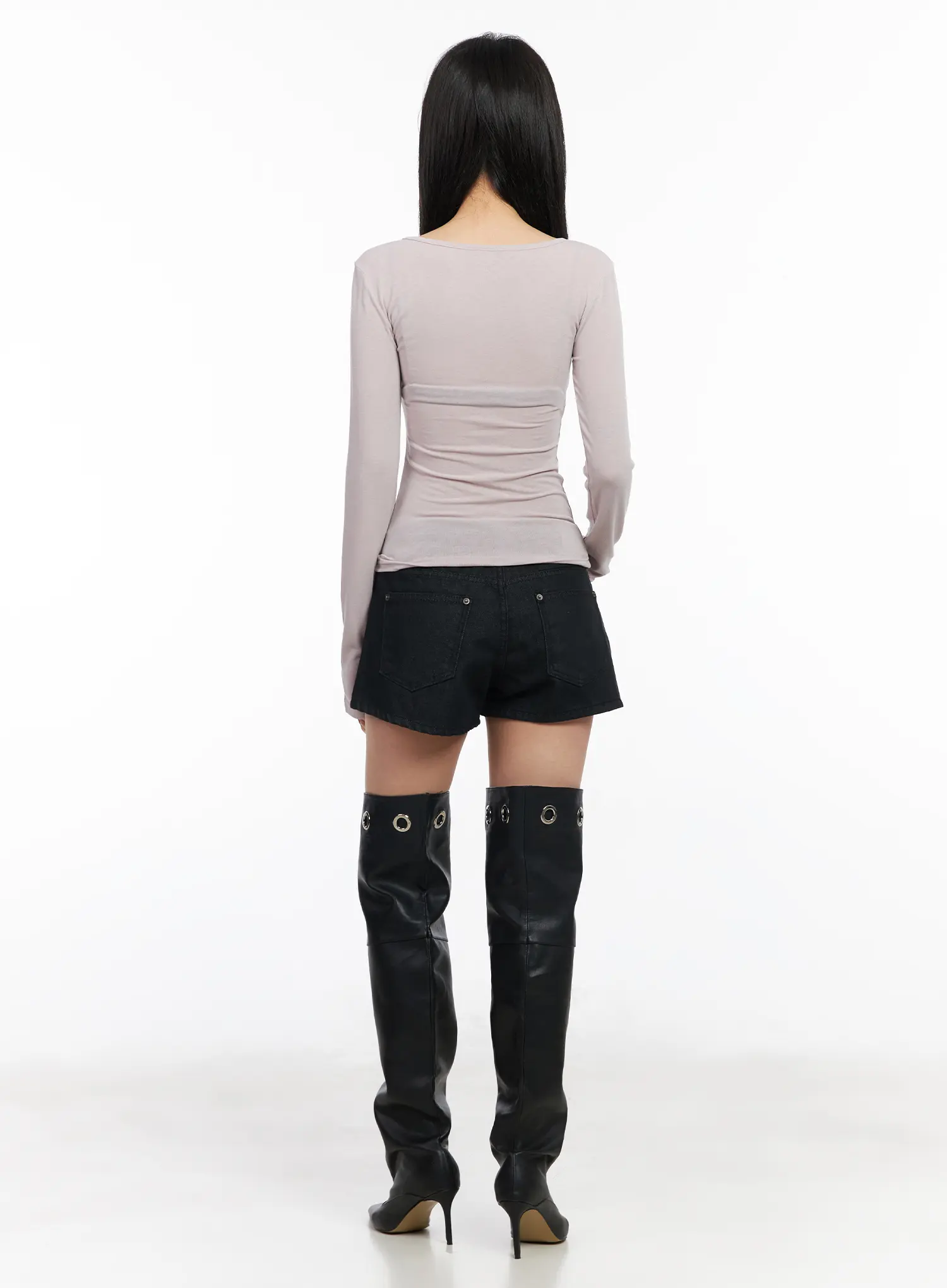 Low Waist Dark Wash Denim Shorts CM517 - Image 7