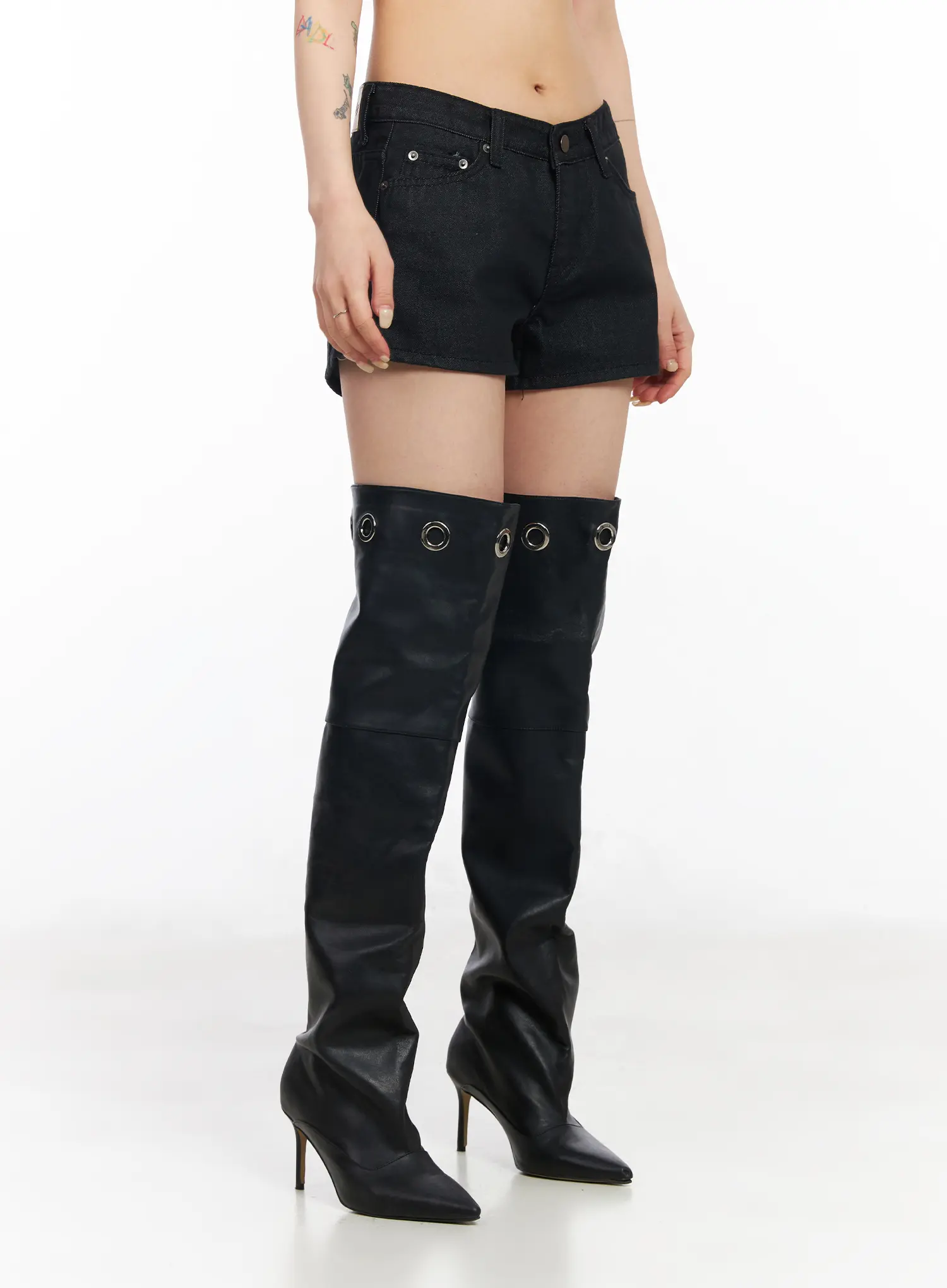 Low Waist Dark Wash Denim Shorts CM517 - Image 8