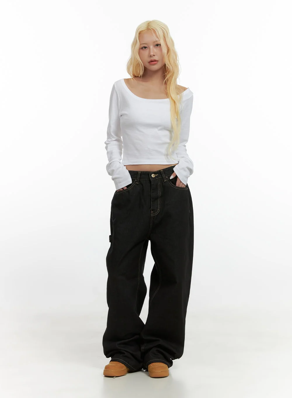 Mara Relaxed Fit Pocketed Cotton Wide Leg Jeans CS426 - Image 2