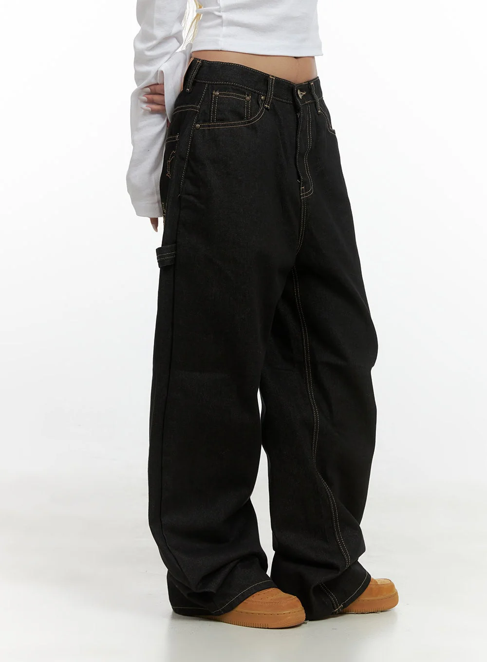 Mara Relaxed Fit Pocketed Cotton Wide Leg Jeans CS426 - Image 3
