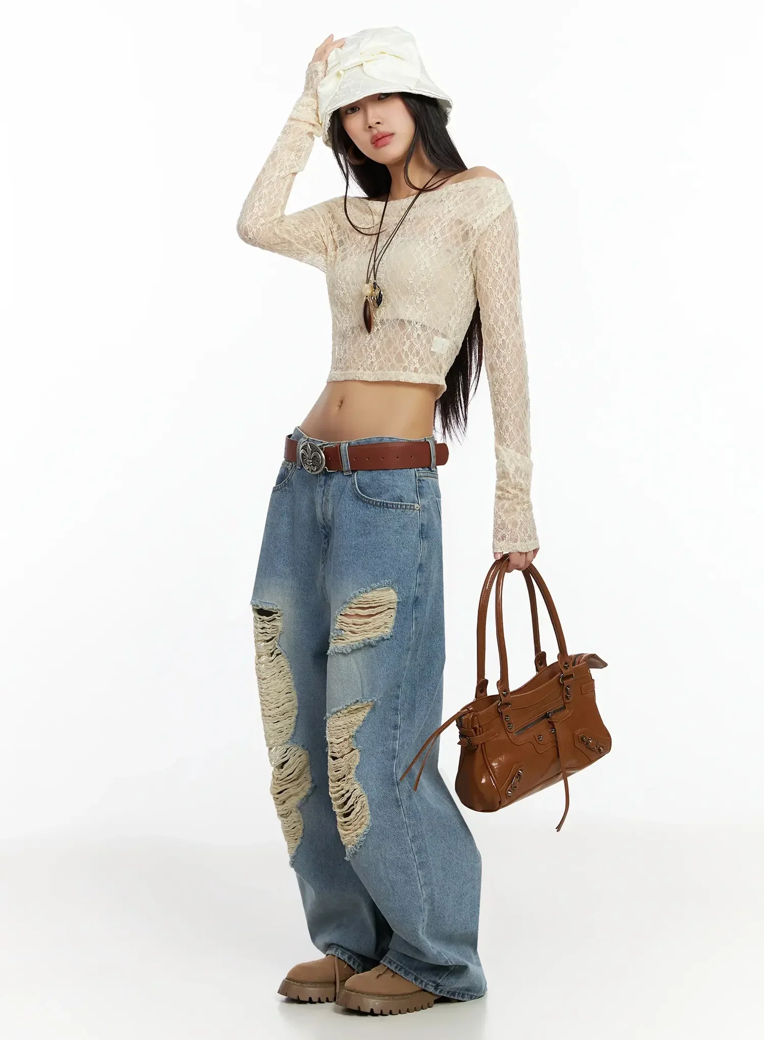 Mariene Distressed Wide Leg Jeans IA508 - Image 13