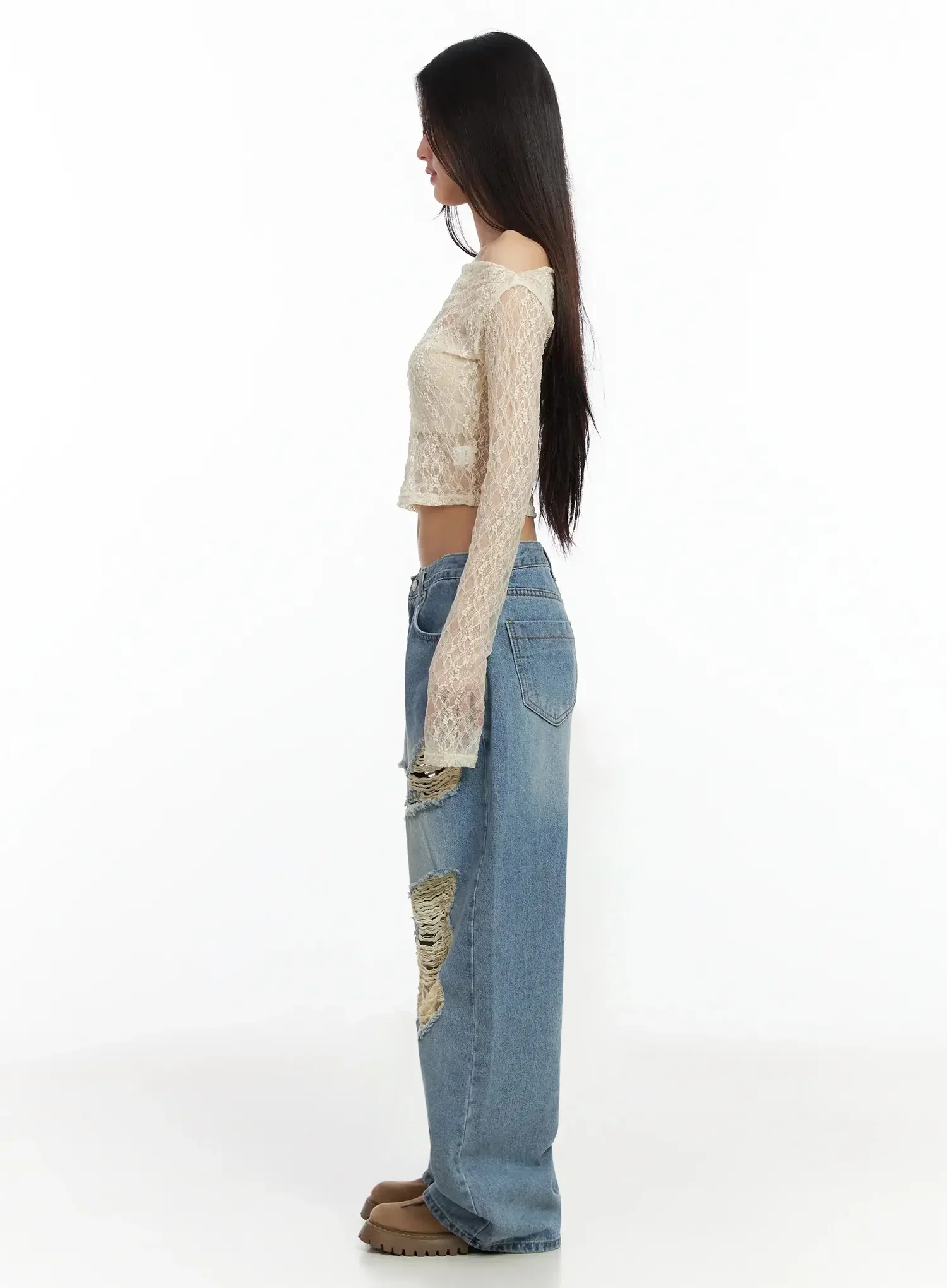 Mariene Distressed Wide Leg Jeans IA508 - Image 6