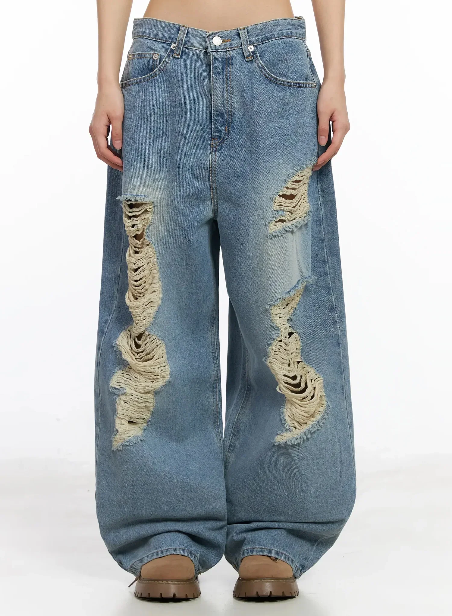 Mariene Distressed Wide Leg Jeans IA508 - Image 8