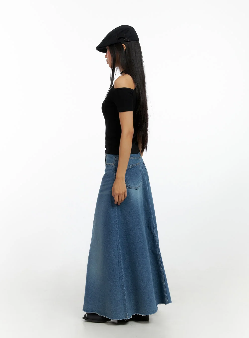 Maxi Flare Denim Skirt IL419 - Image 7