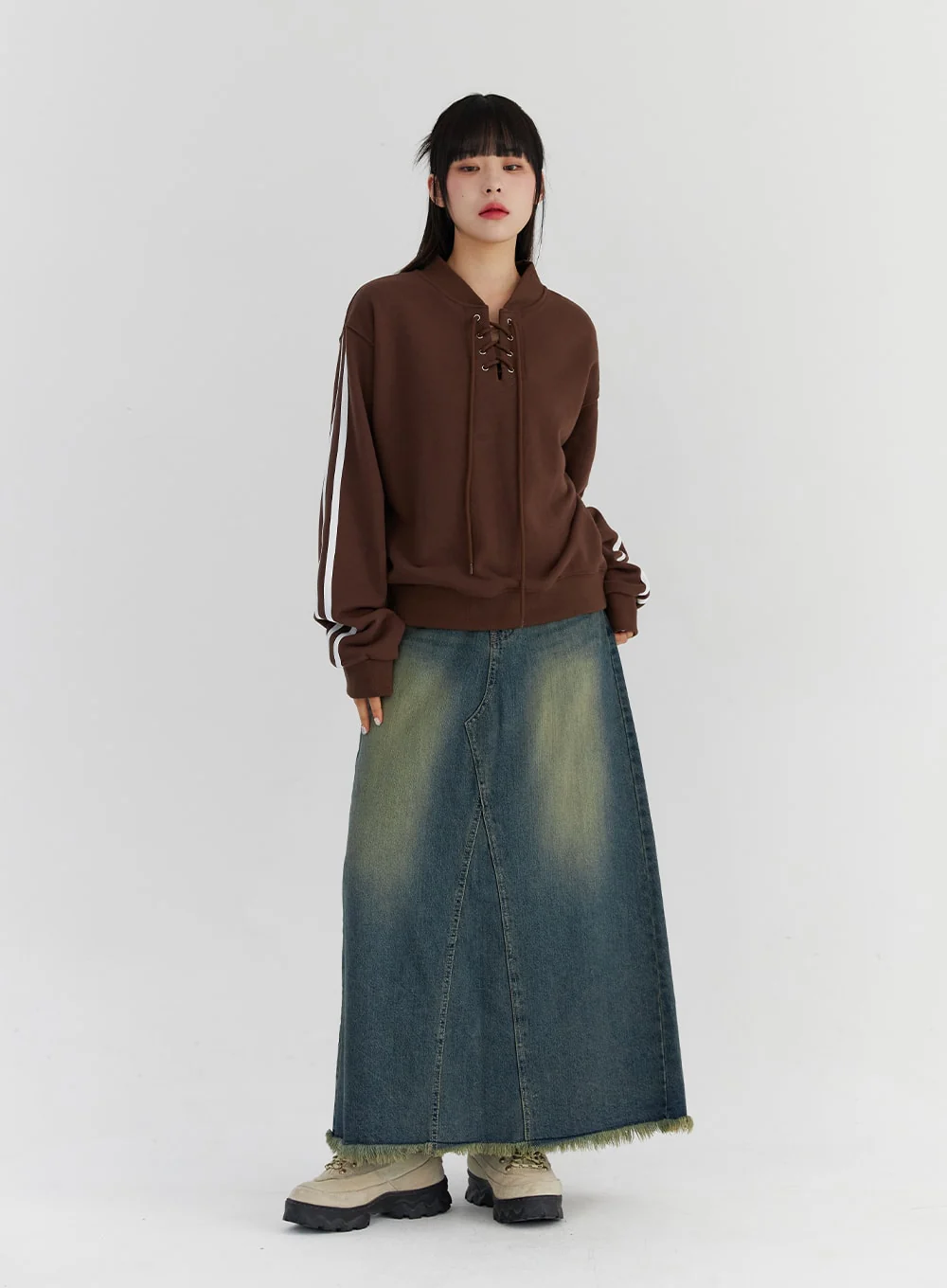 Maxi Wide Denim Skirt CS327 - Image 11