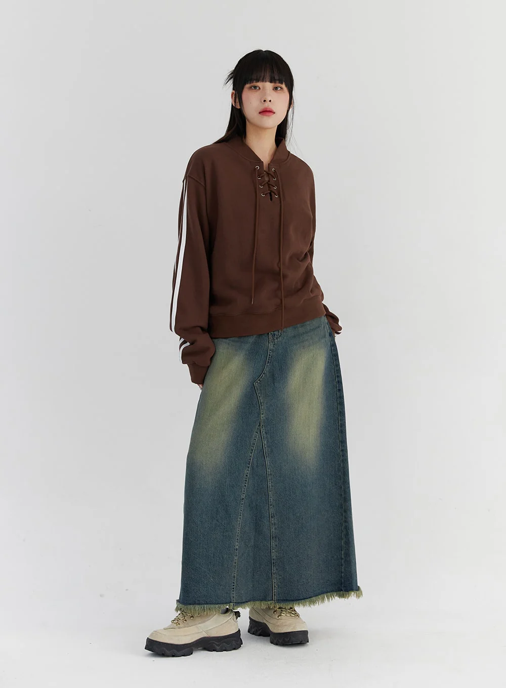 Maxi Wide Denim Skirt CS327 - Image 3