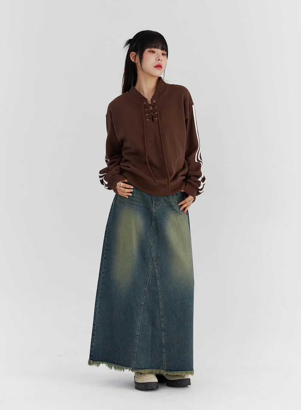 Maxi Wide Denim Skirt CS327 - Image 4