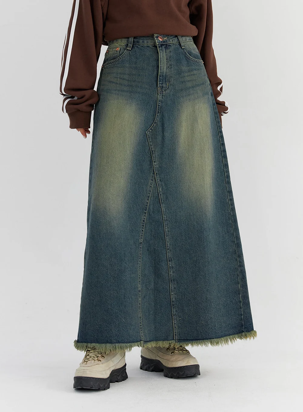 Maxi Wide Denim Skirt CS327 - Image 5