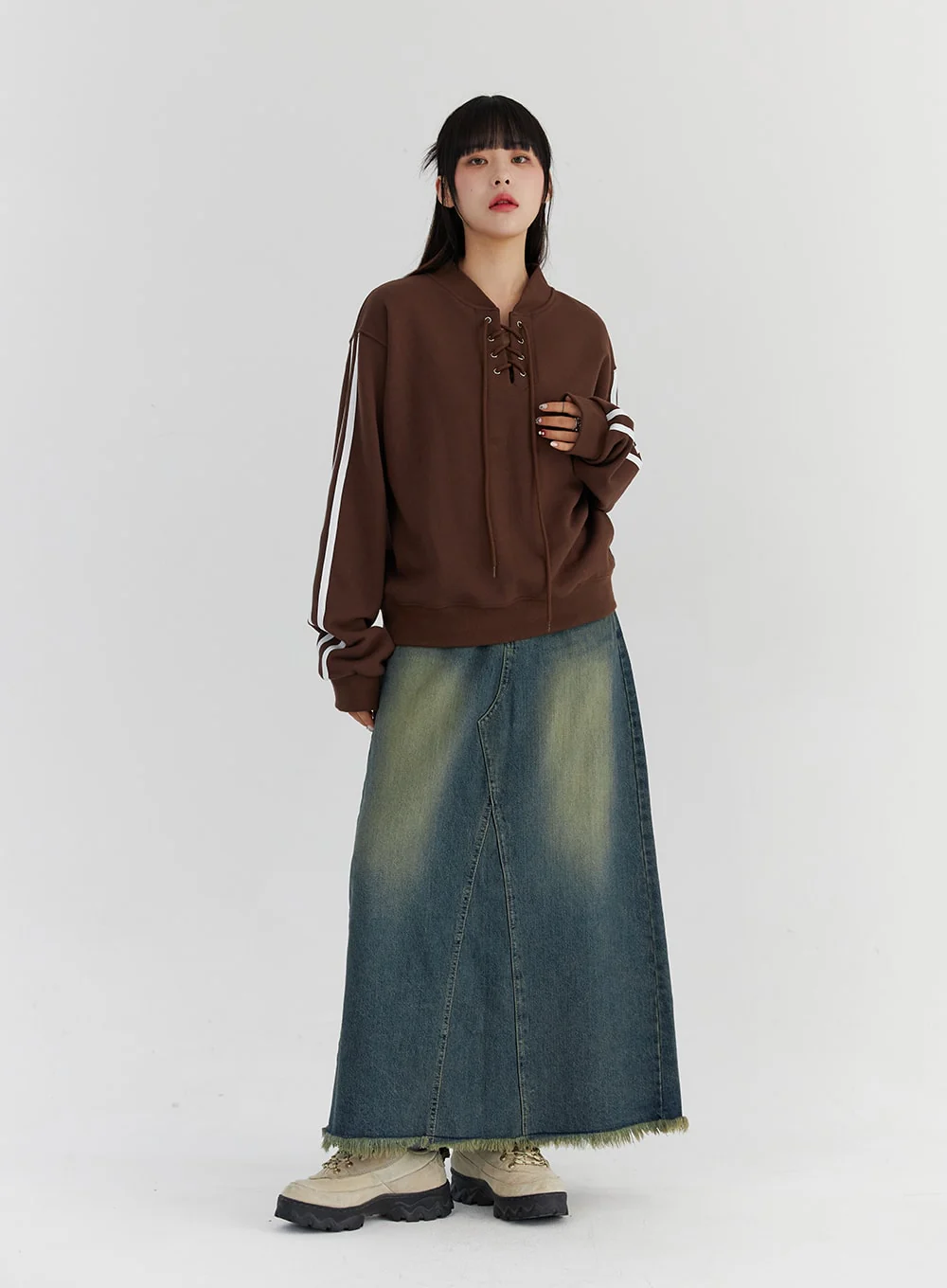 Maxi Wide Denim Skirt CS327 - Image 7