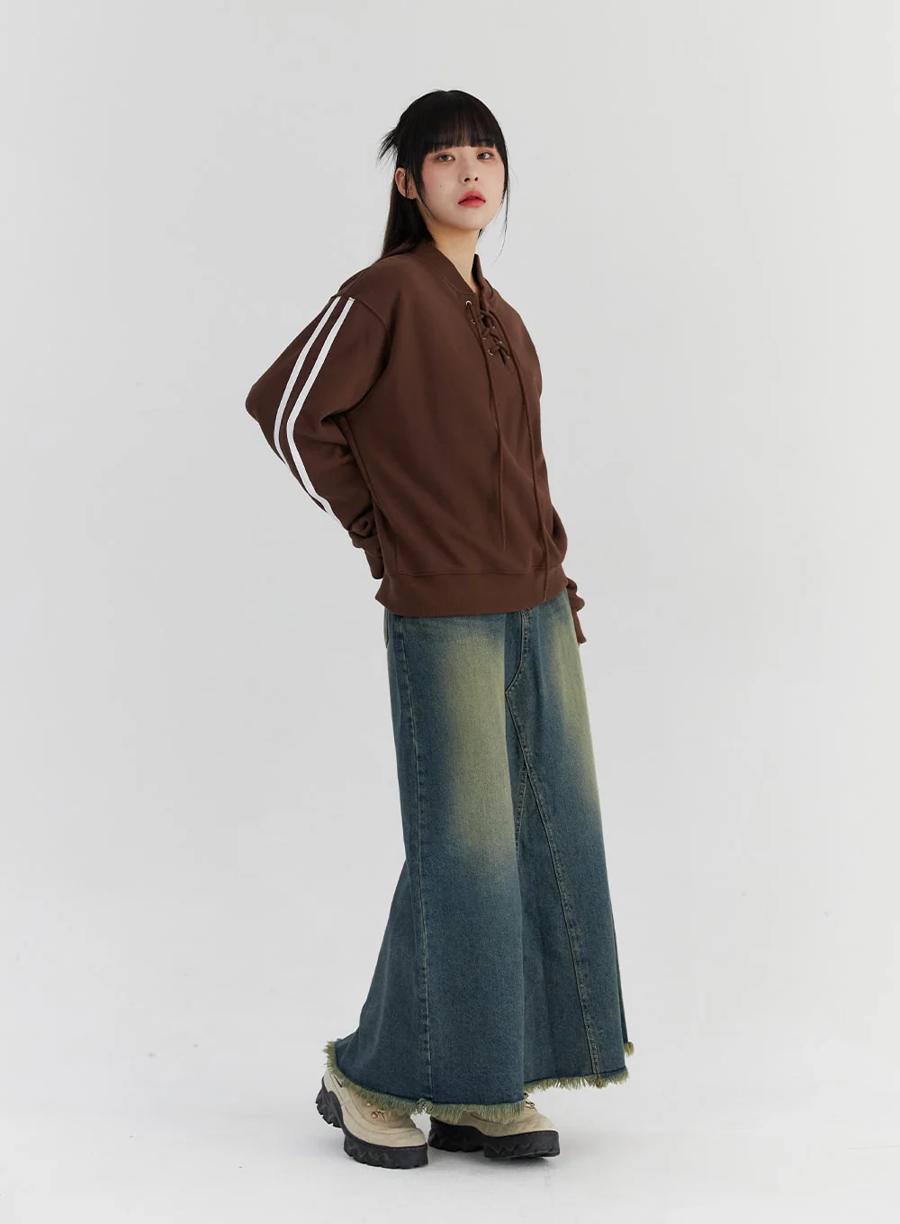 Maxi Wide Denim Skirt CS327 - Image 8