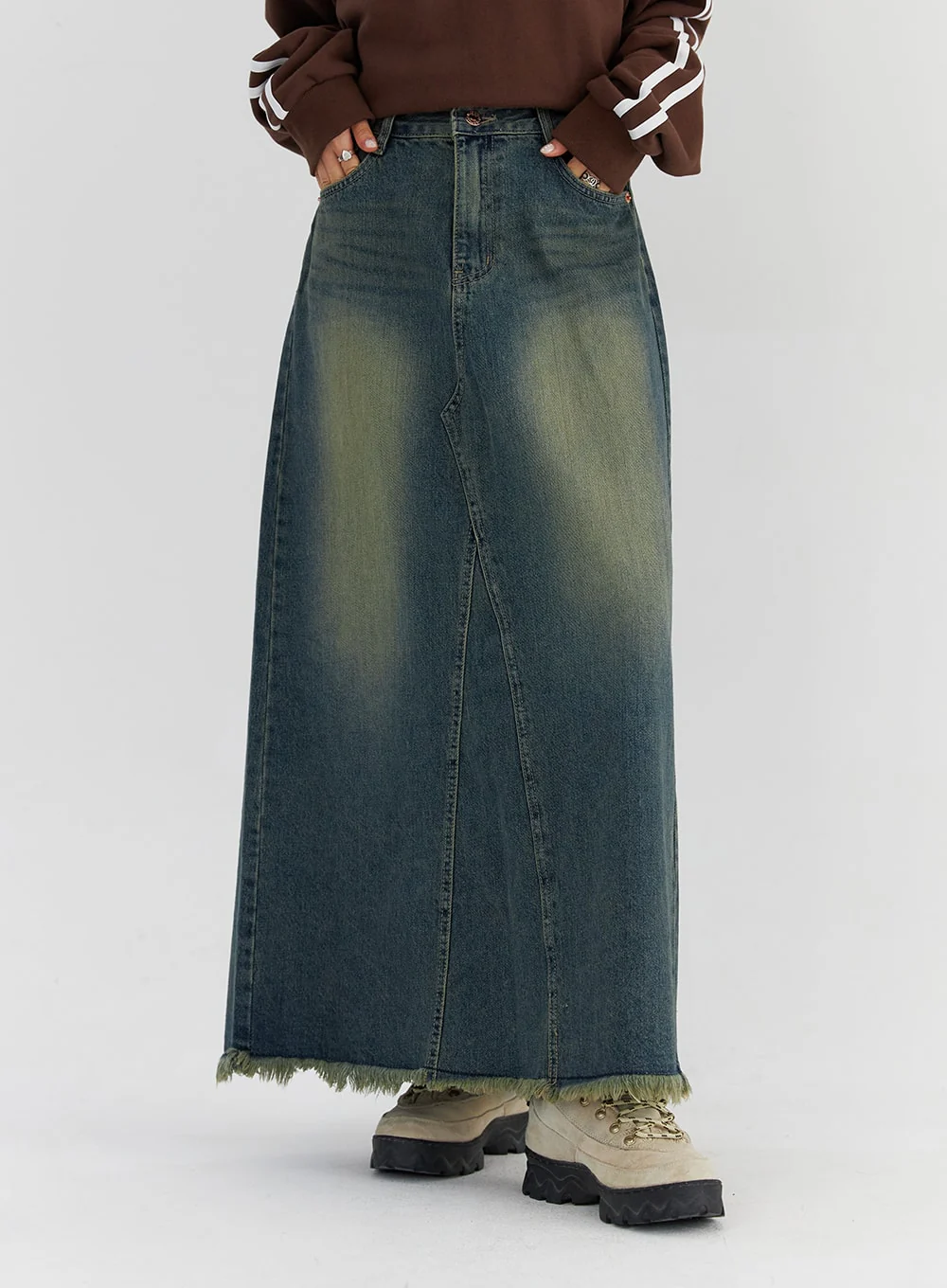 Maxi Wide Denim Skirt CS327 - Image 9