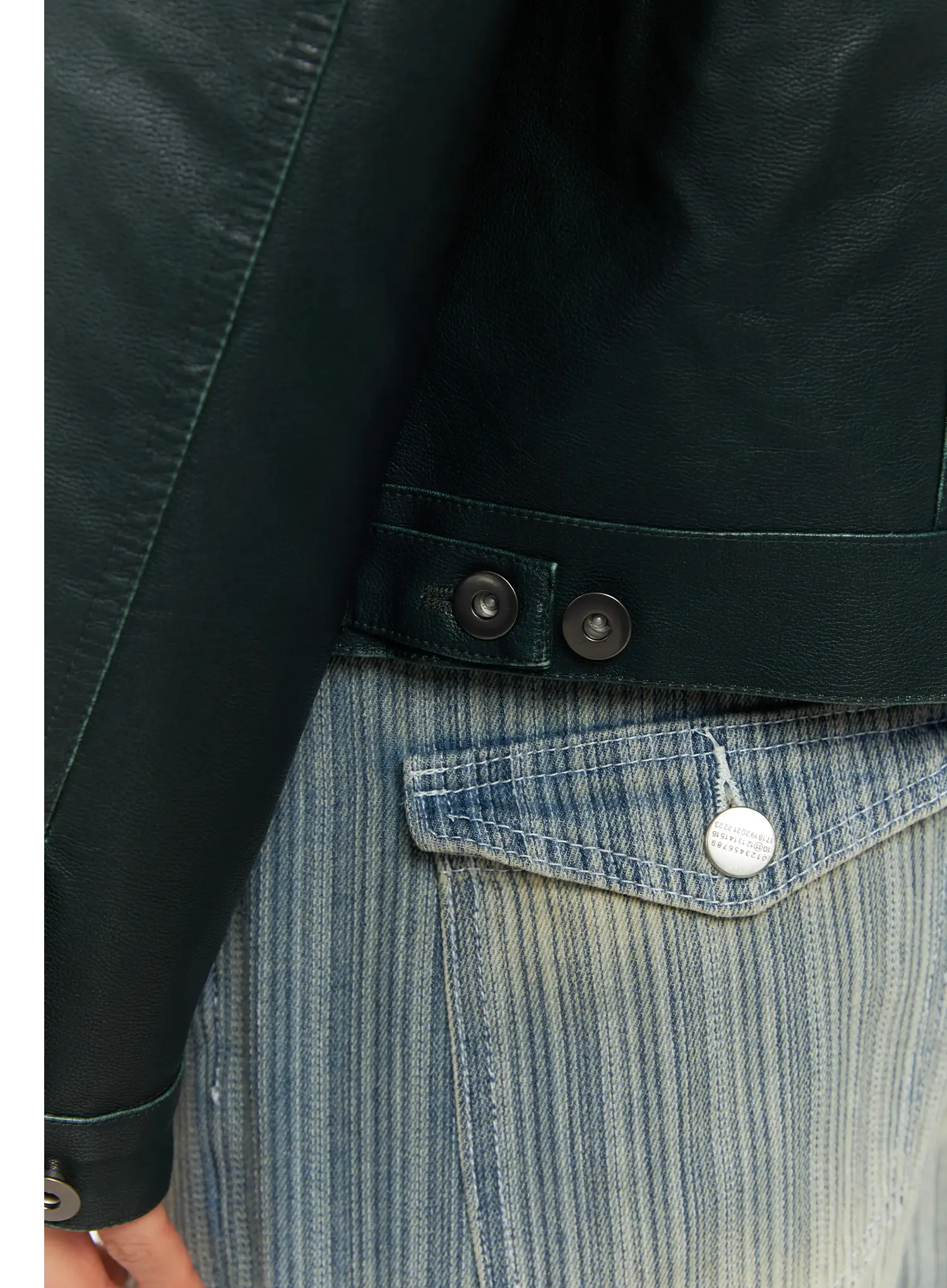 Men’s Green Leather Trucker Jacket IF504 - Image 12