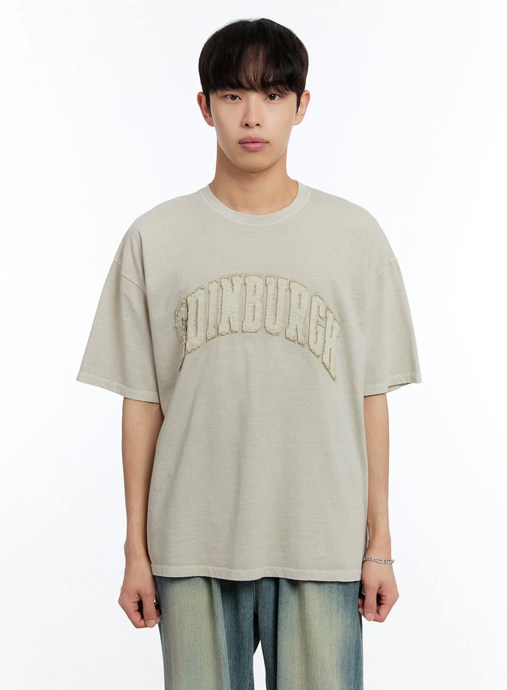 Men’s Patch Washed Oversize T-Shirt IY529 - Image 10