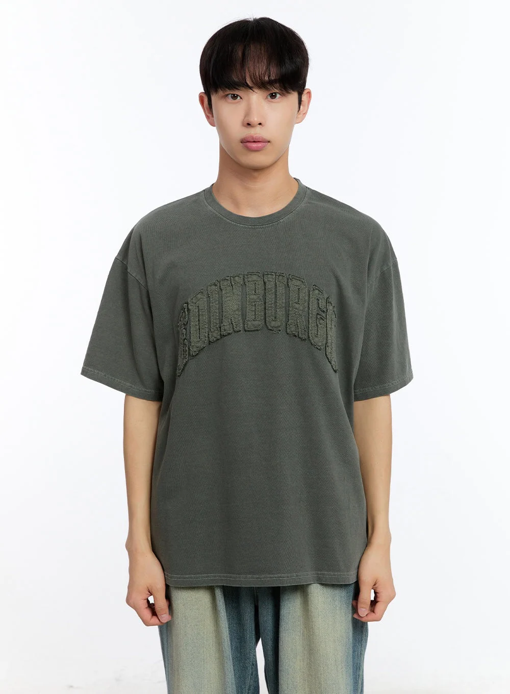 Men’s Patch Washed Oversize T-Shirt IY529 - Image 12