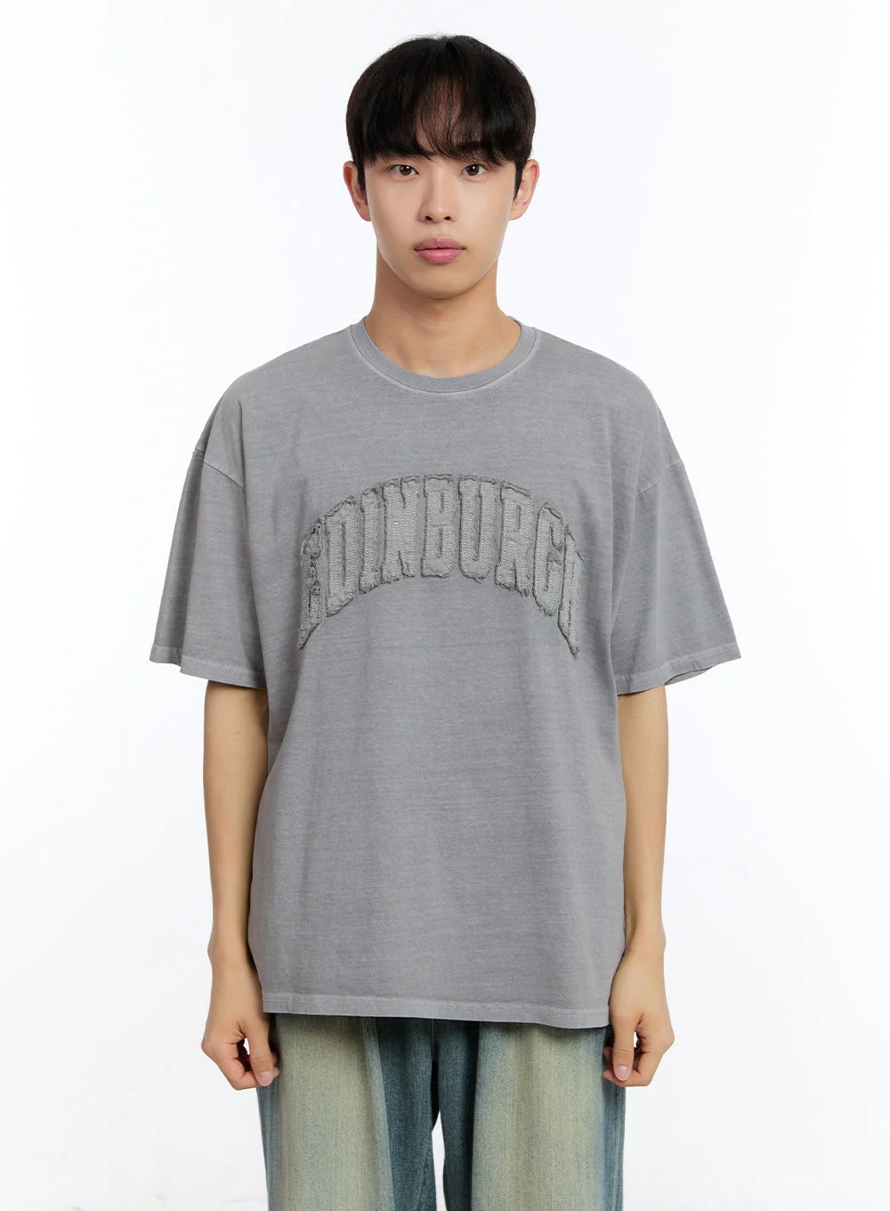 Men’s Patch Washed Oversize T-Shirt IY529 - Image 13
