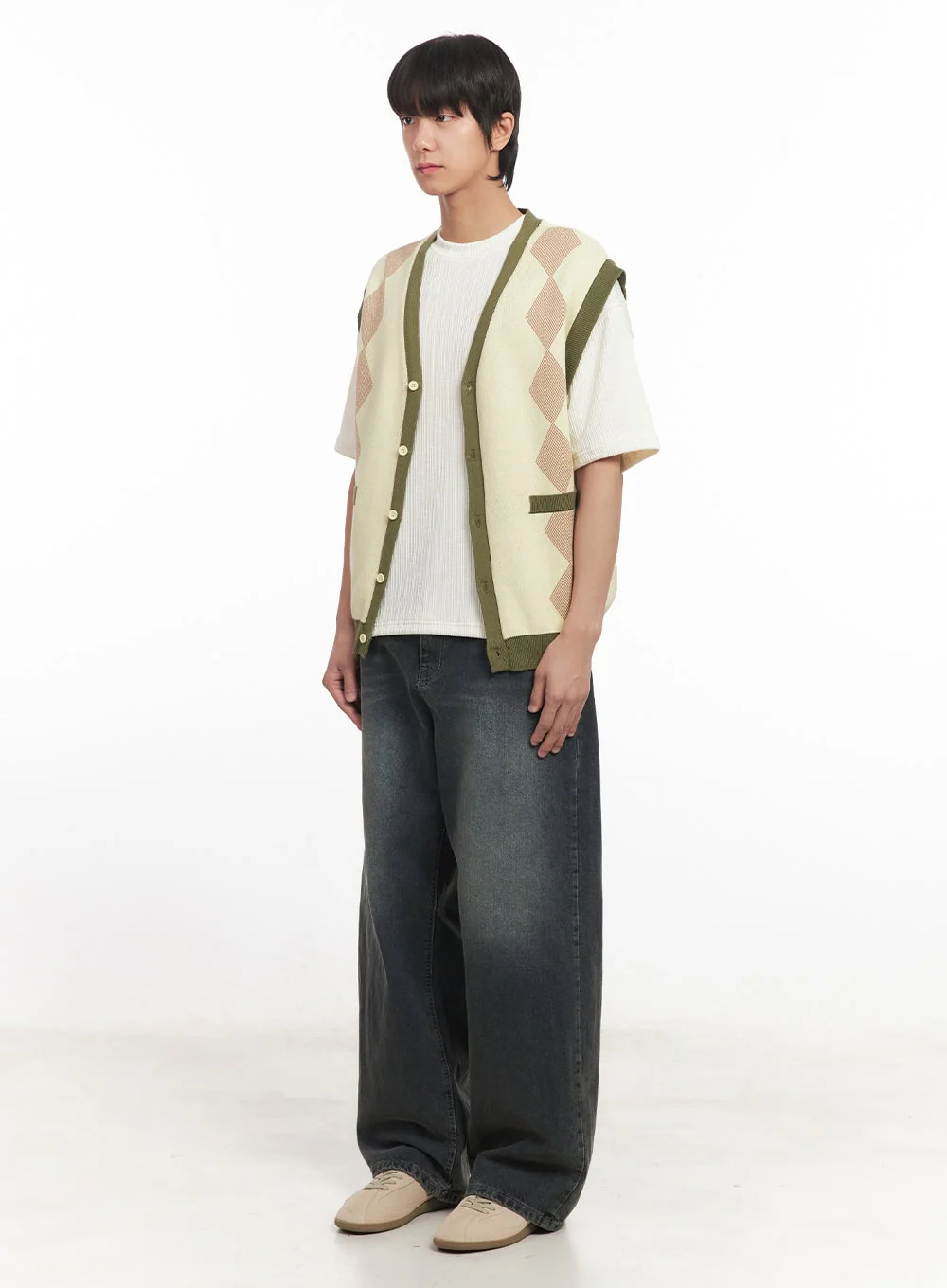 Men's Argyle V-Neck Sweater Vest IA511 - Image 7