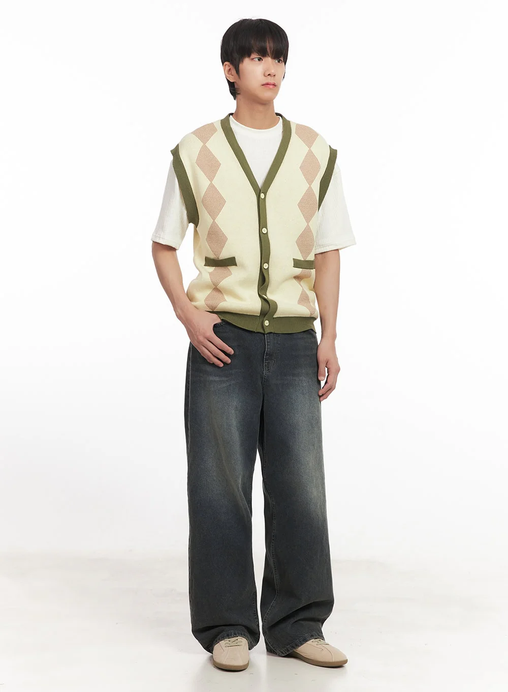 Men's Argyle V-Neck Sweater Vest IA511 - Image 9