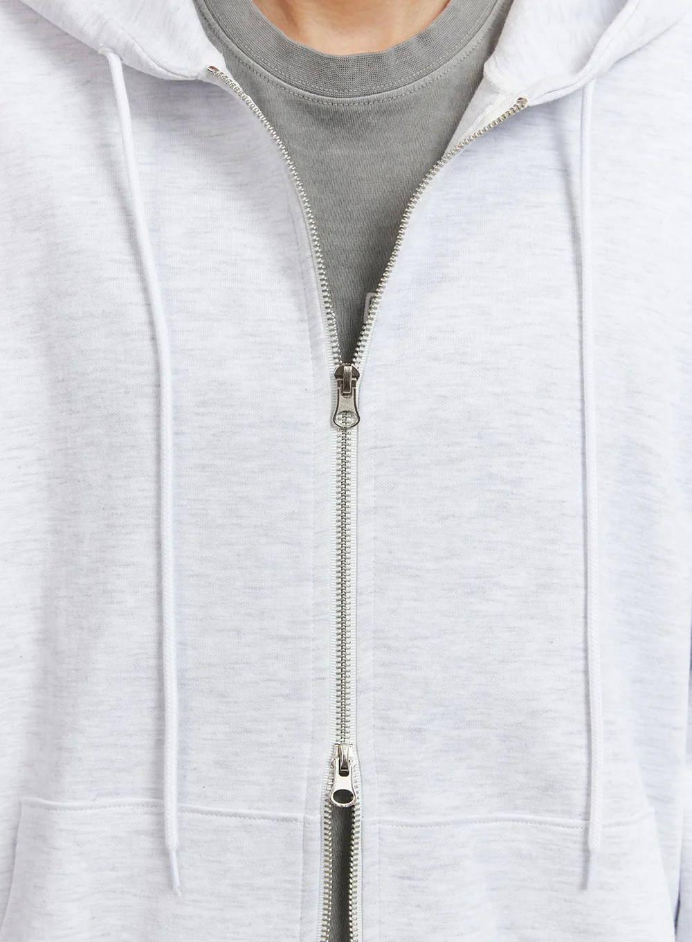 Men's Basic Hoodie Jacket (White) IY416 - Image 3