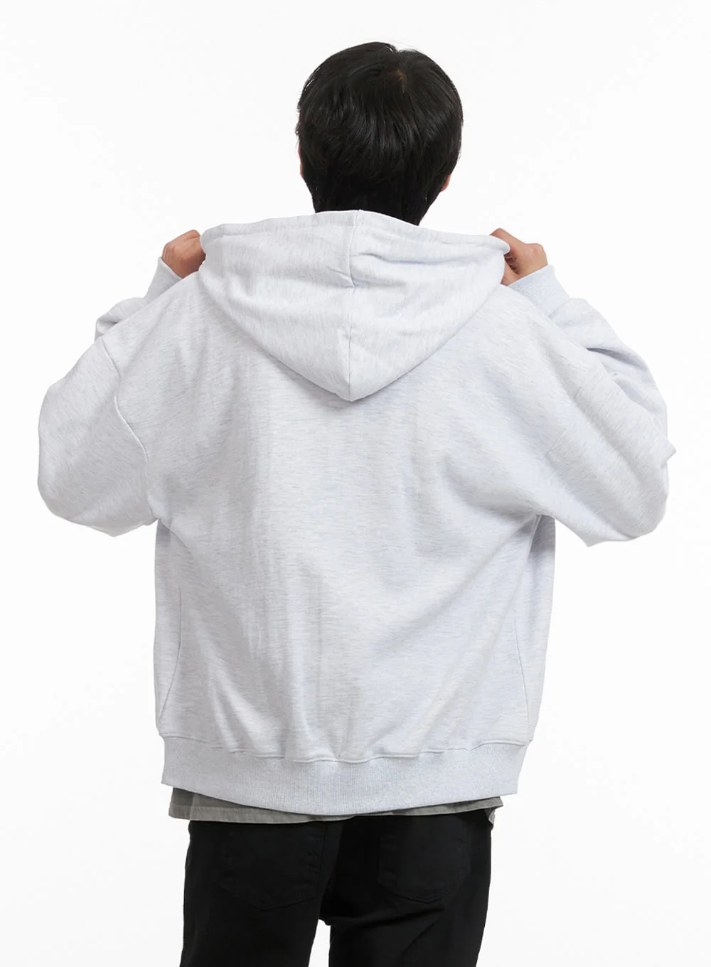 Men's Basic Hoodie Jacket (White) IY416 - Image 5