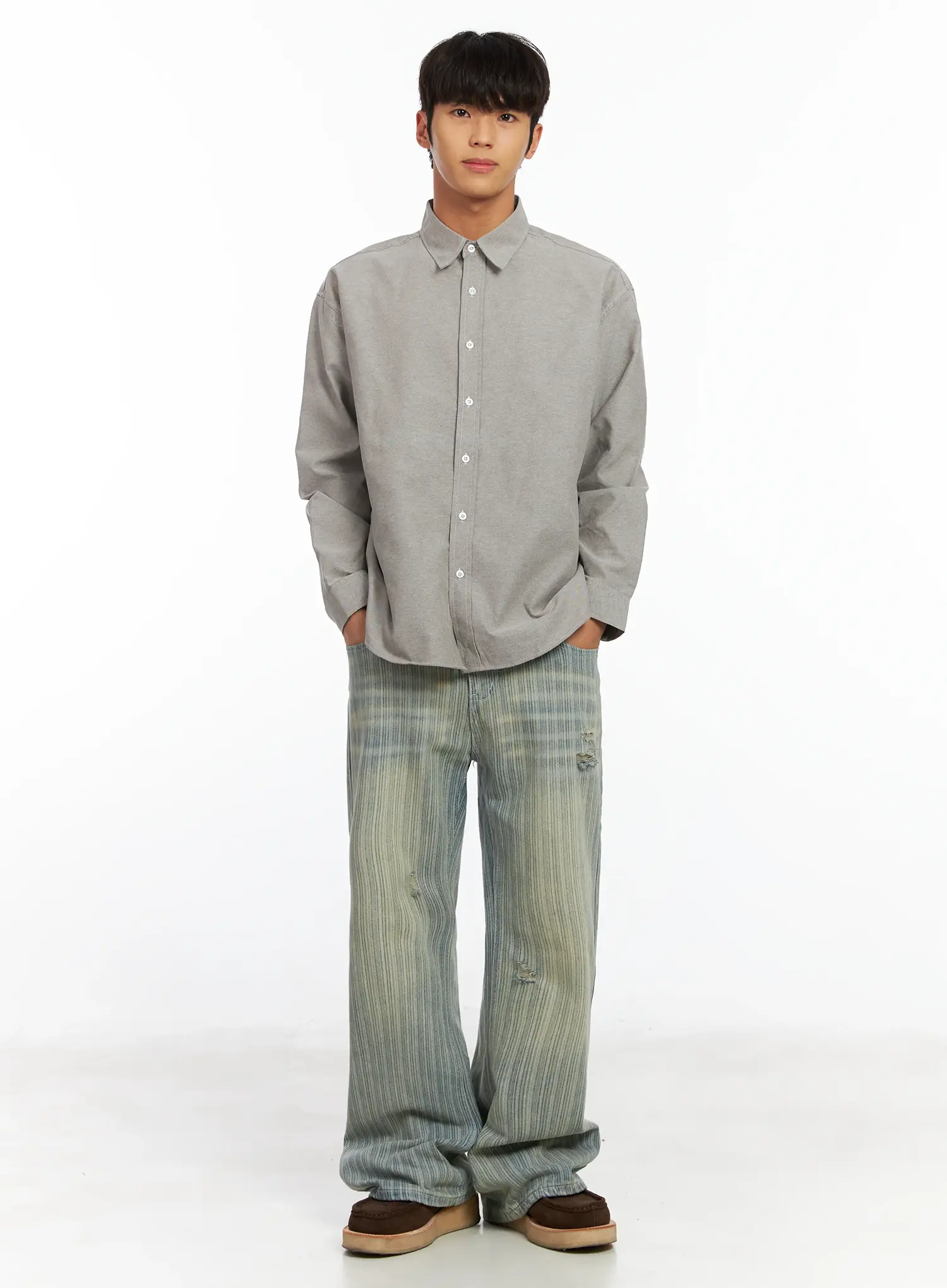 Men's Basic Oxford Shirt IF504 - Image 11