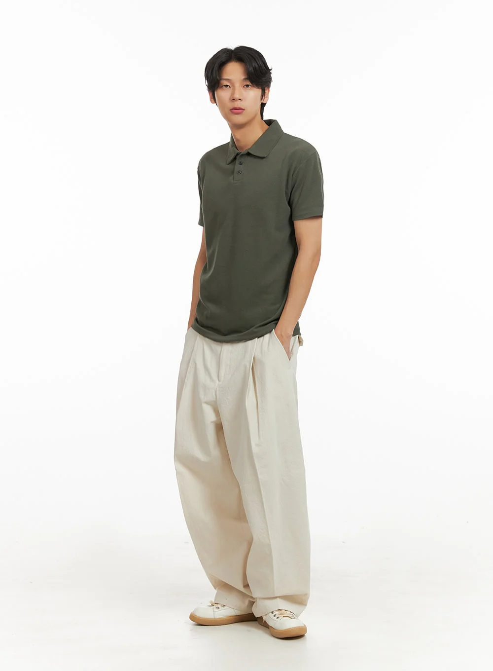 Men's Basic Short Sleeve Polo Shirt (Dark Green) IY416 - Image 2