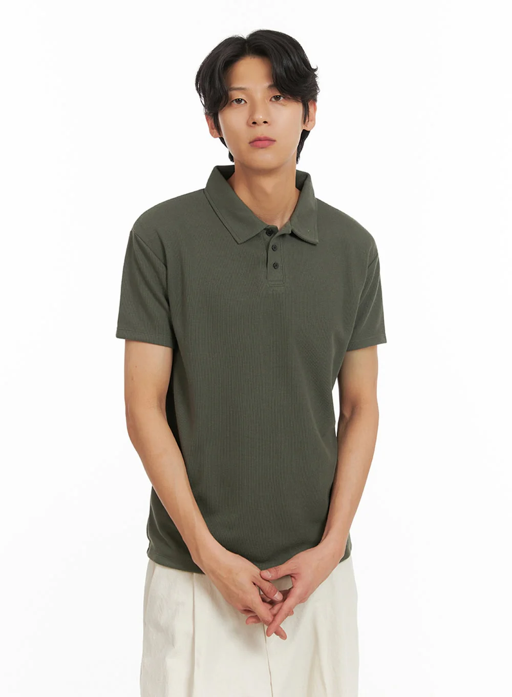 Men's Basic Short Sleeve Polo Shirt (Dark Green) IY416 - Image 4