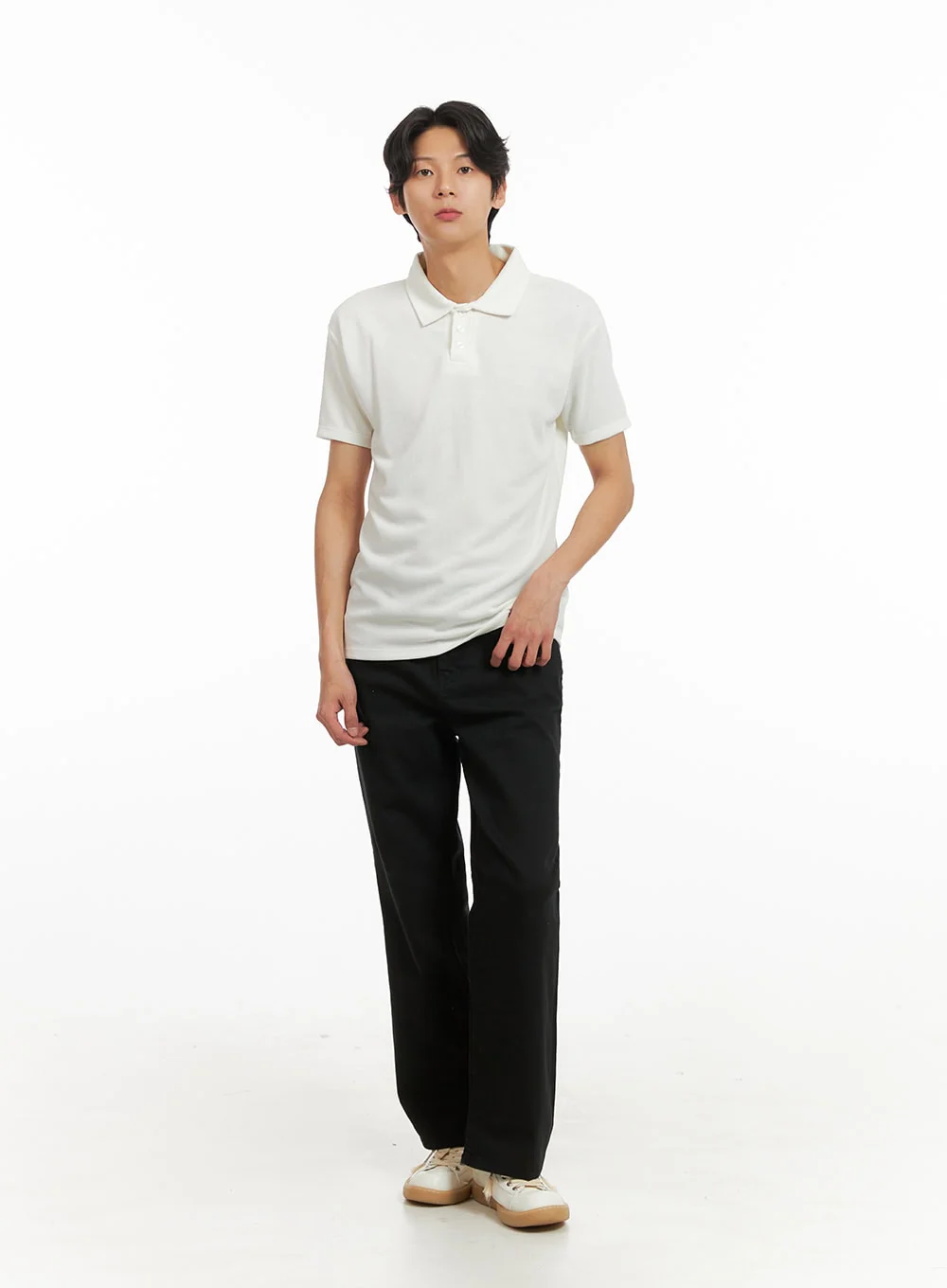 Men's Basic Short Sleeve Polo Shirt (White) IY416 - Image 2