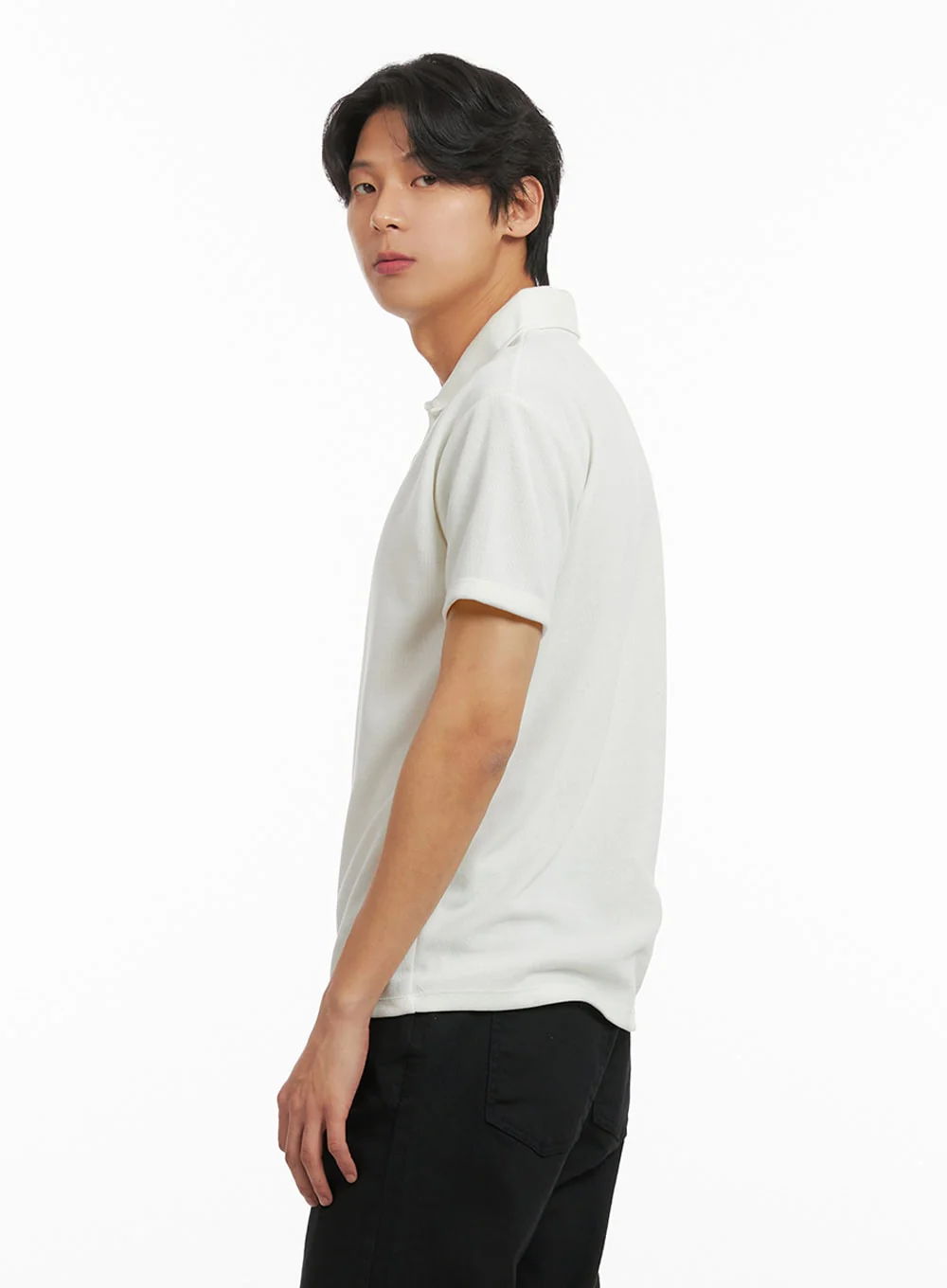 Men's Basic Short Sleeve Polo Shirt (White) IY416 - Image 5