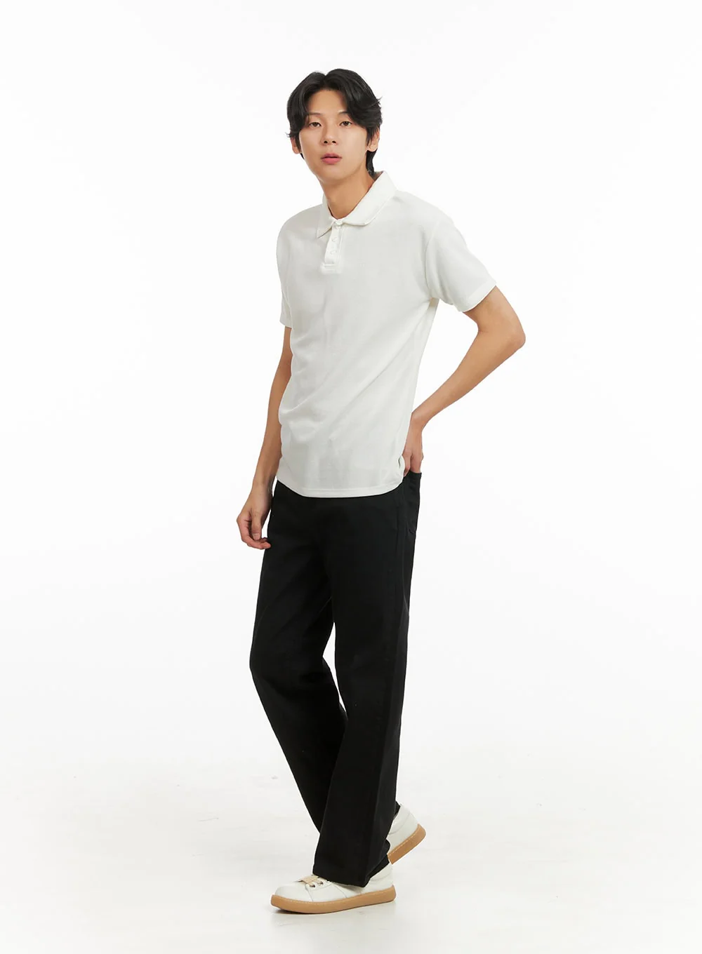 Men's Basic Short Sleeve Polo Shirt (White) IY416 - Image 6
