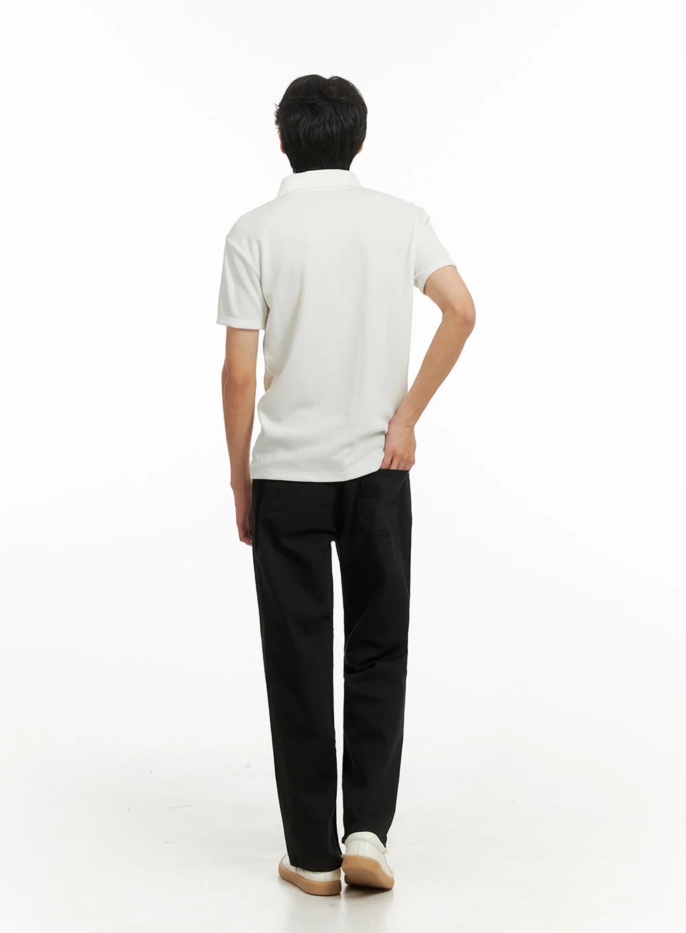 Men's Basic Short Sleeve Polo Shirt (White) IY416 - Image 7