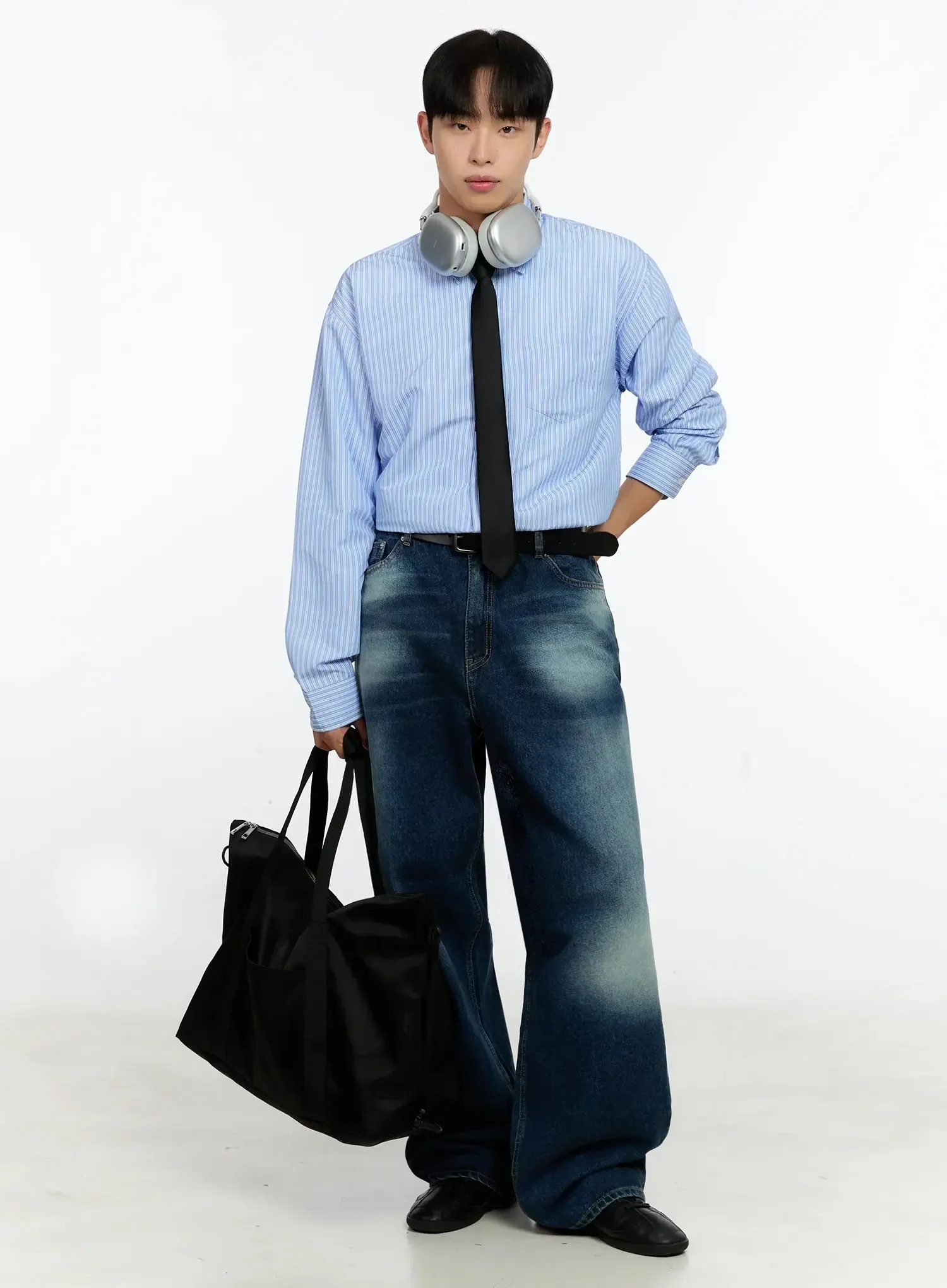 Men's Basic Striped Button-Up IN506 - Image 2