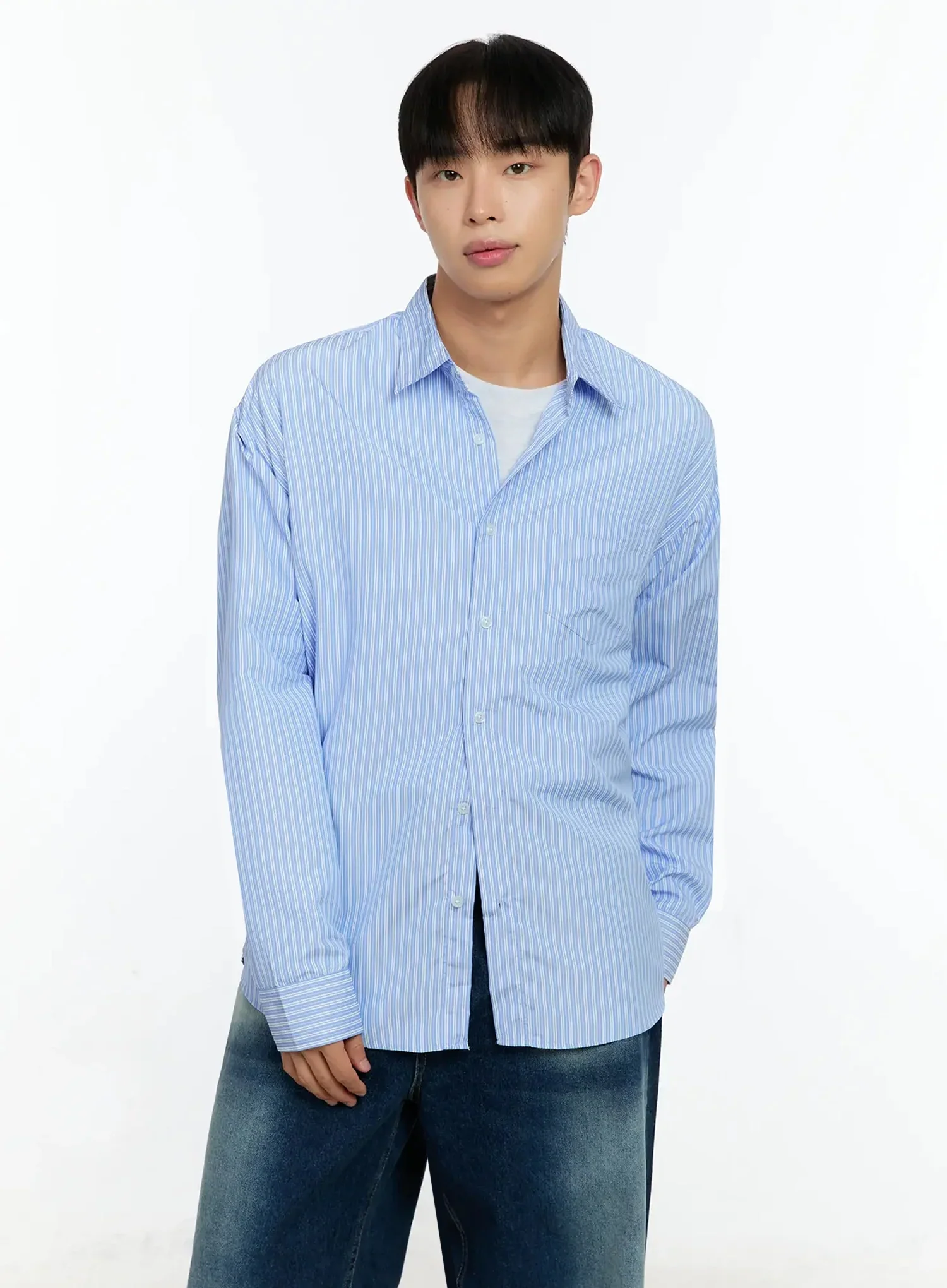 Men's Basic Striped Button-Up IN506 - Image 5
