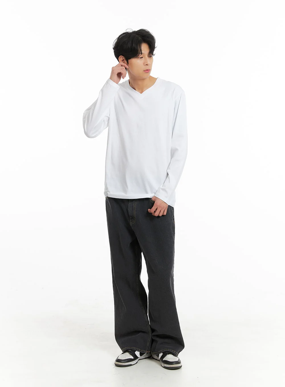 Men's Basic V-Neck Long Sleeve T-Shirt IA401 - Image 3