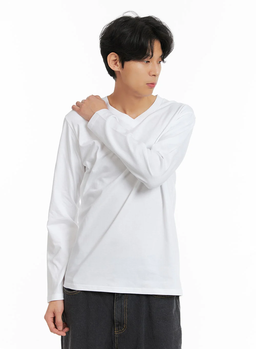 Men's Basic V-Neck Long Sleeve T-Shirt IA401 - Image 4