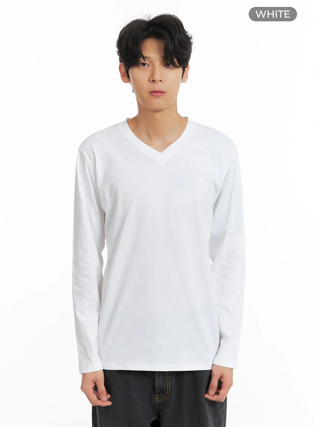 Men's Basic V-Neck Long Sleeve T-Shirt IA401 - Image 8