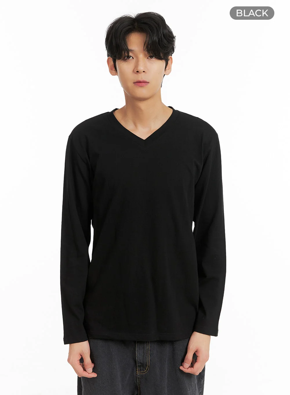 Men's Basic V-Neck Long Sleeve T-Shirt IA401 - Image 9