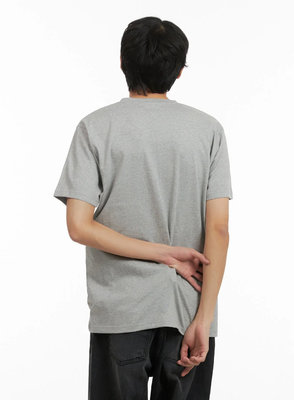 Men's Basic V-Neck T-Shirt (Gray) IY410 - Image 4