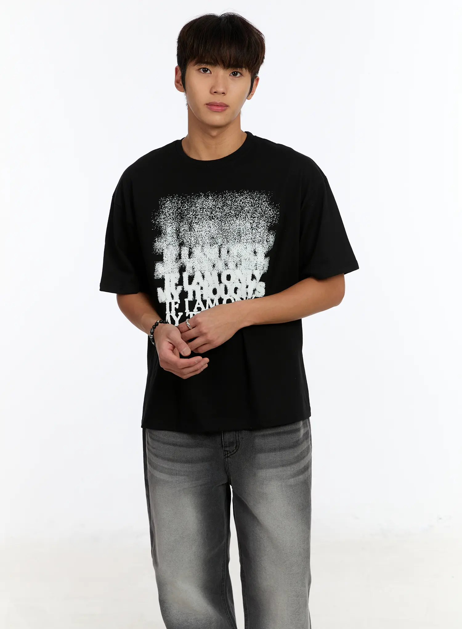 Men's Black Graphic T-Shirt IM530 - Image 7