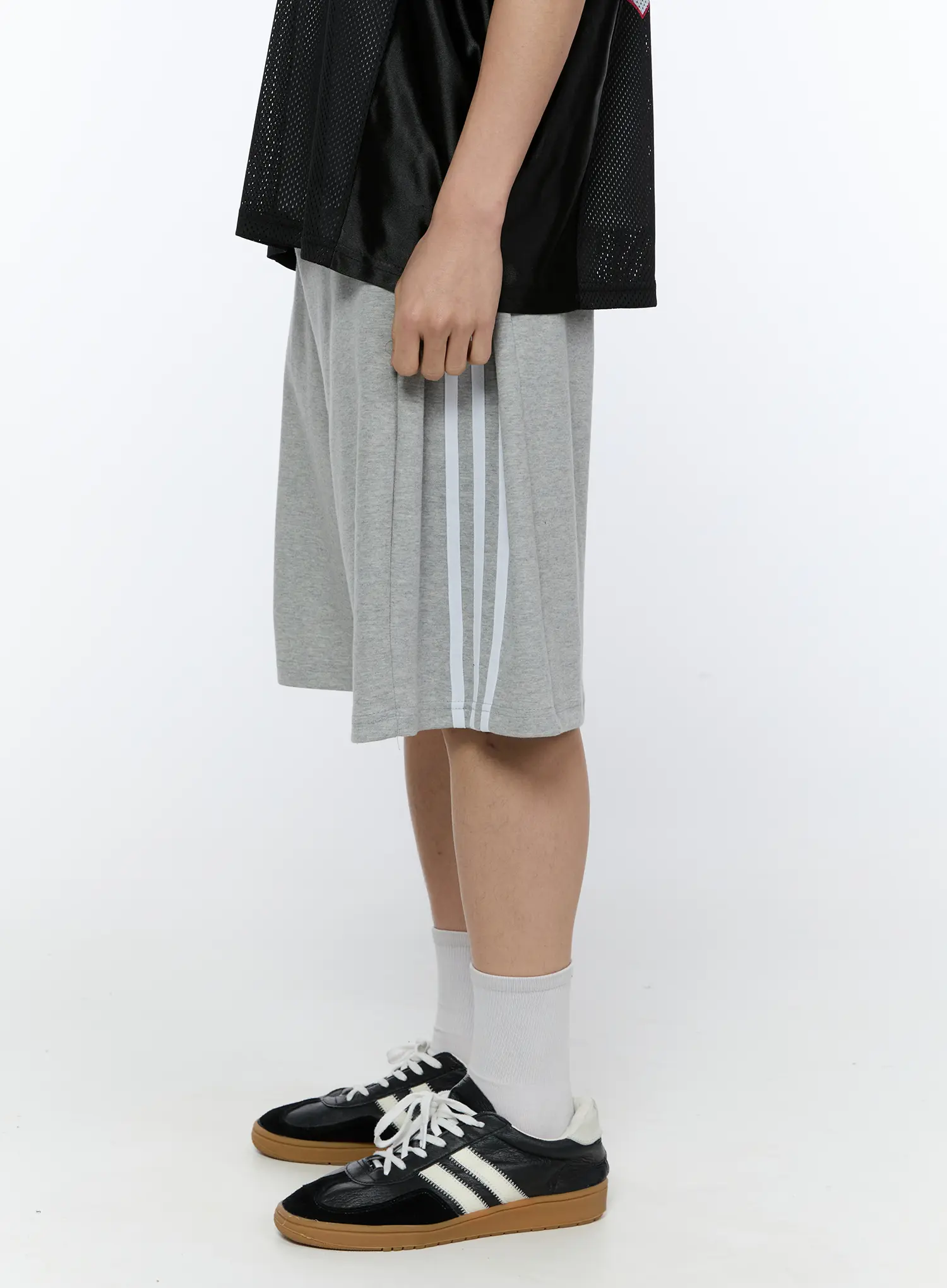 Men's Black Stripe Track Shorts (Gray) IA517 - Image 5