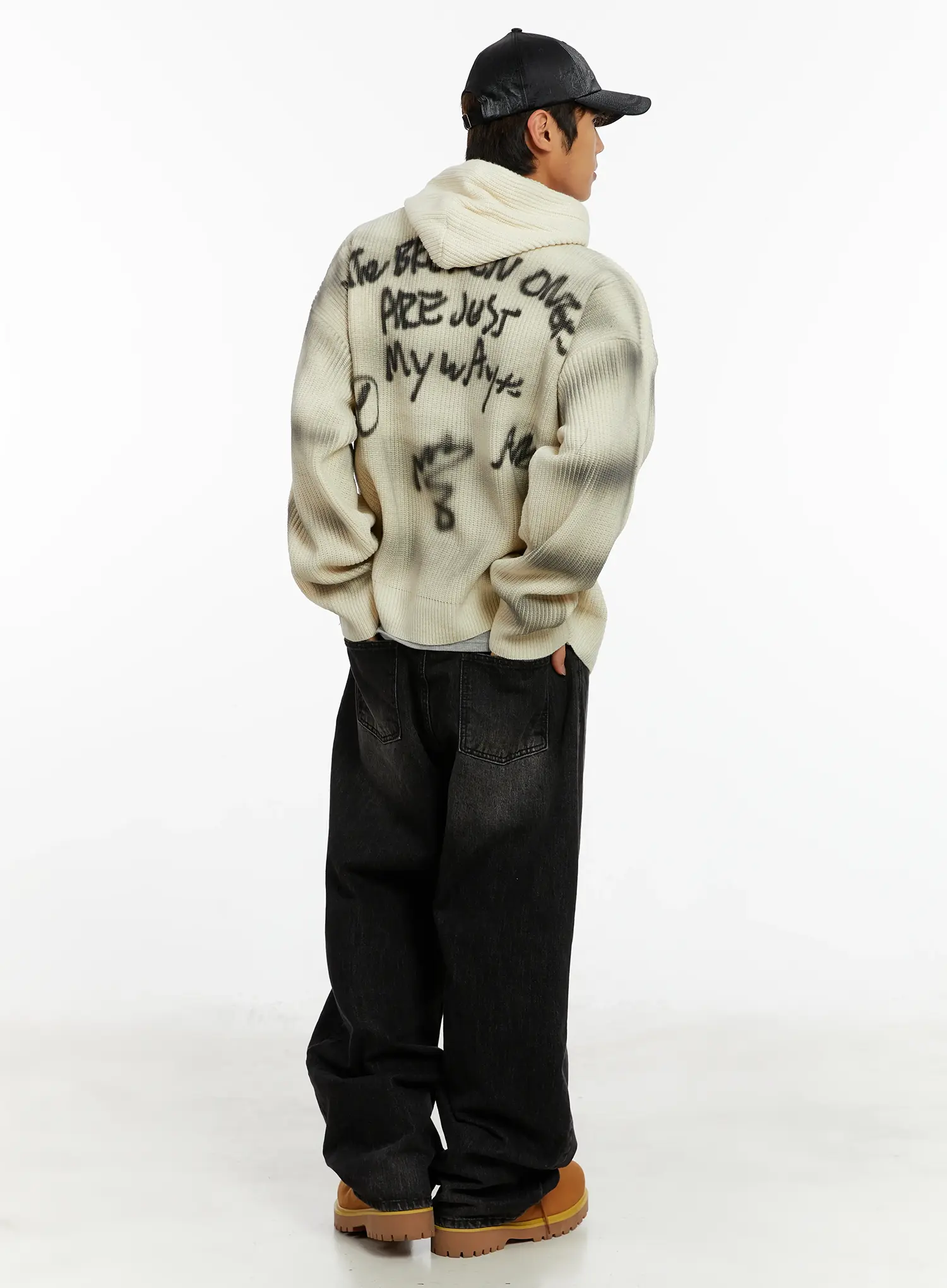 Men's Black Washed Baggy Jeans ID524 - Image 2