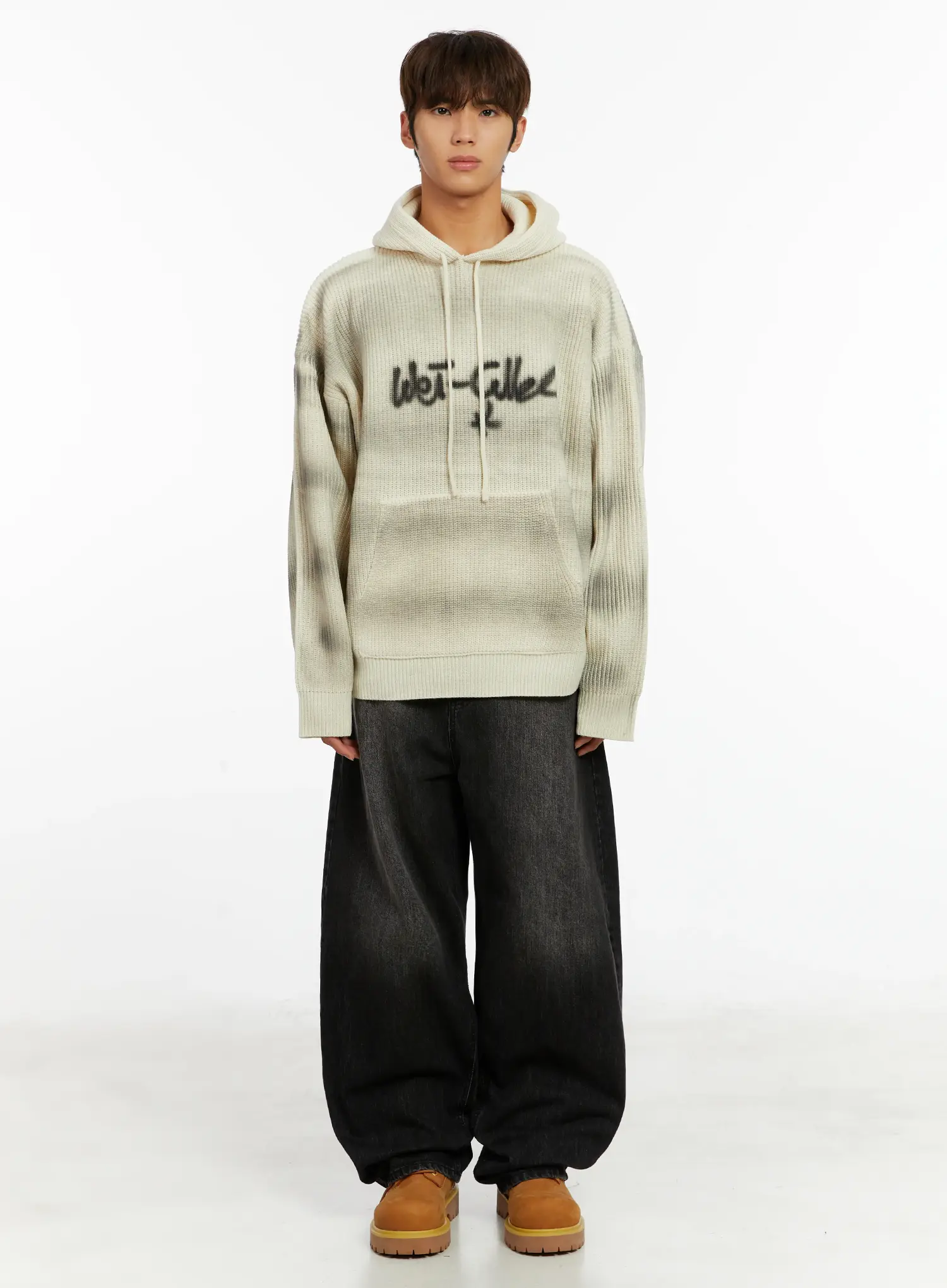 Men's Black Washed Baggy Jeans ID524 - Image 3