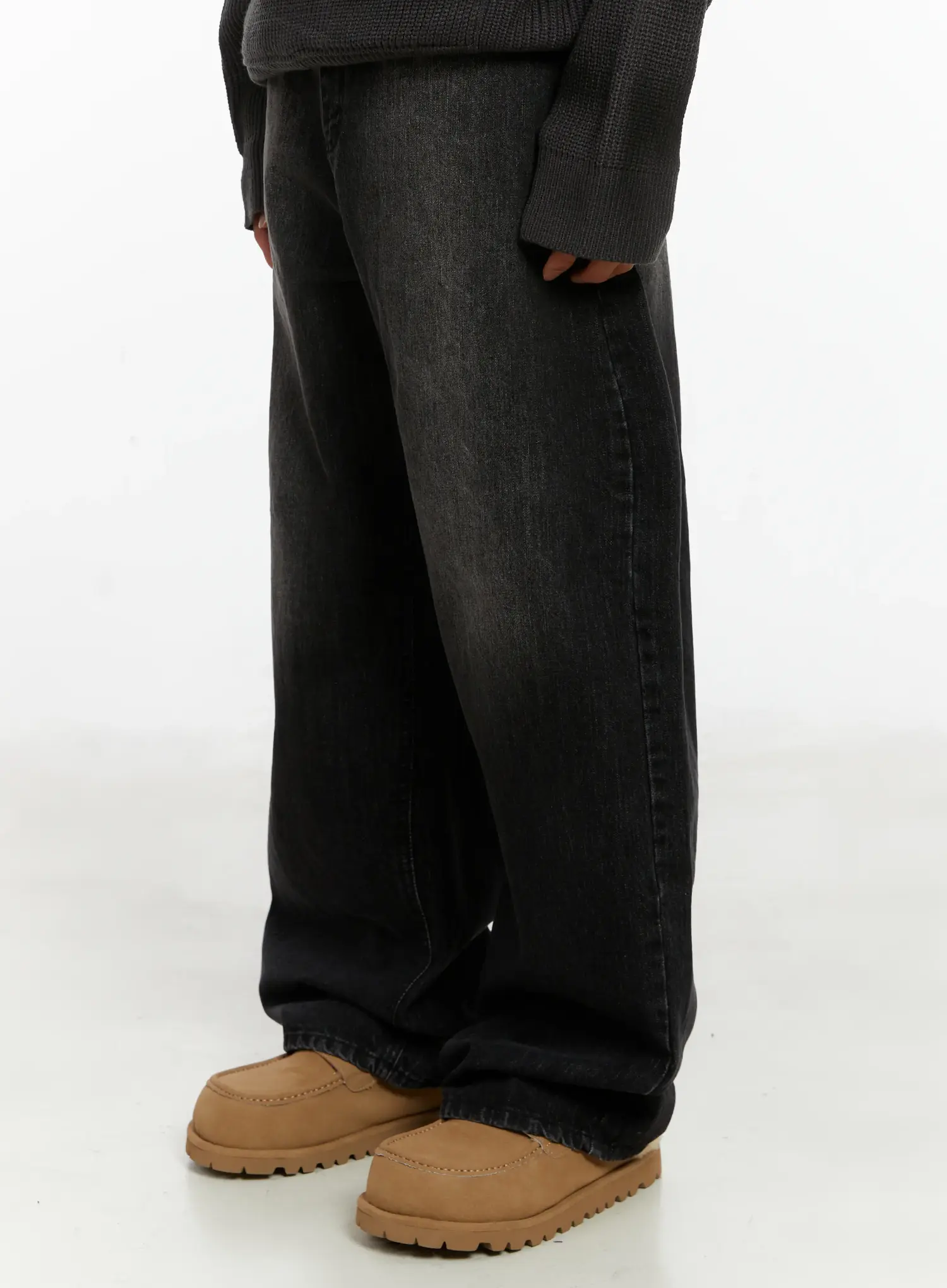 Men's Black Washed Baggy Jeans ID524 - Image 4