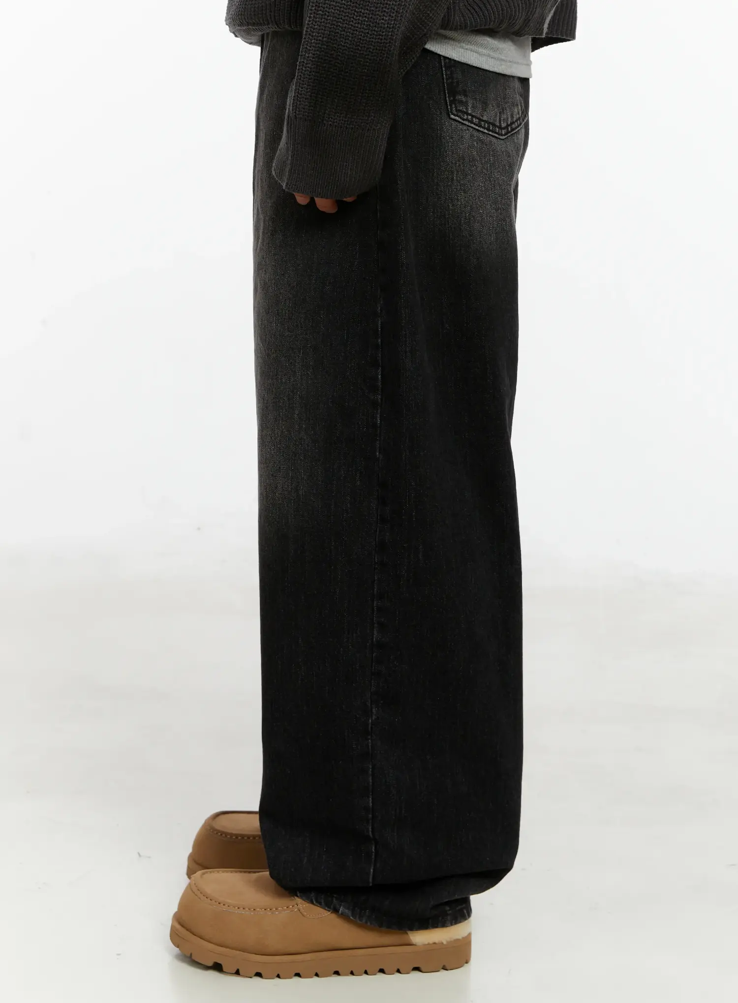 Men's Black Washed Baggy Jeans ID524 - Image 5
