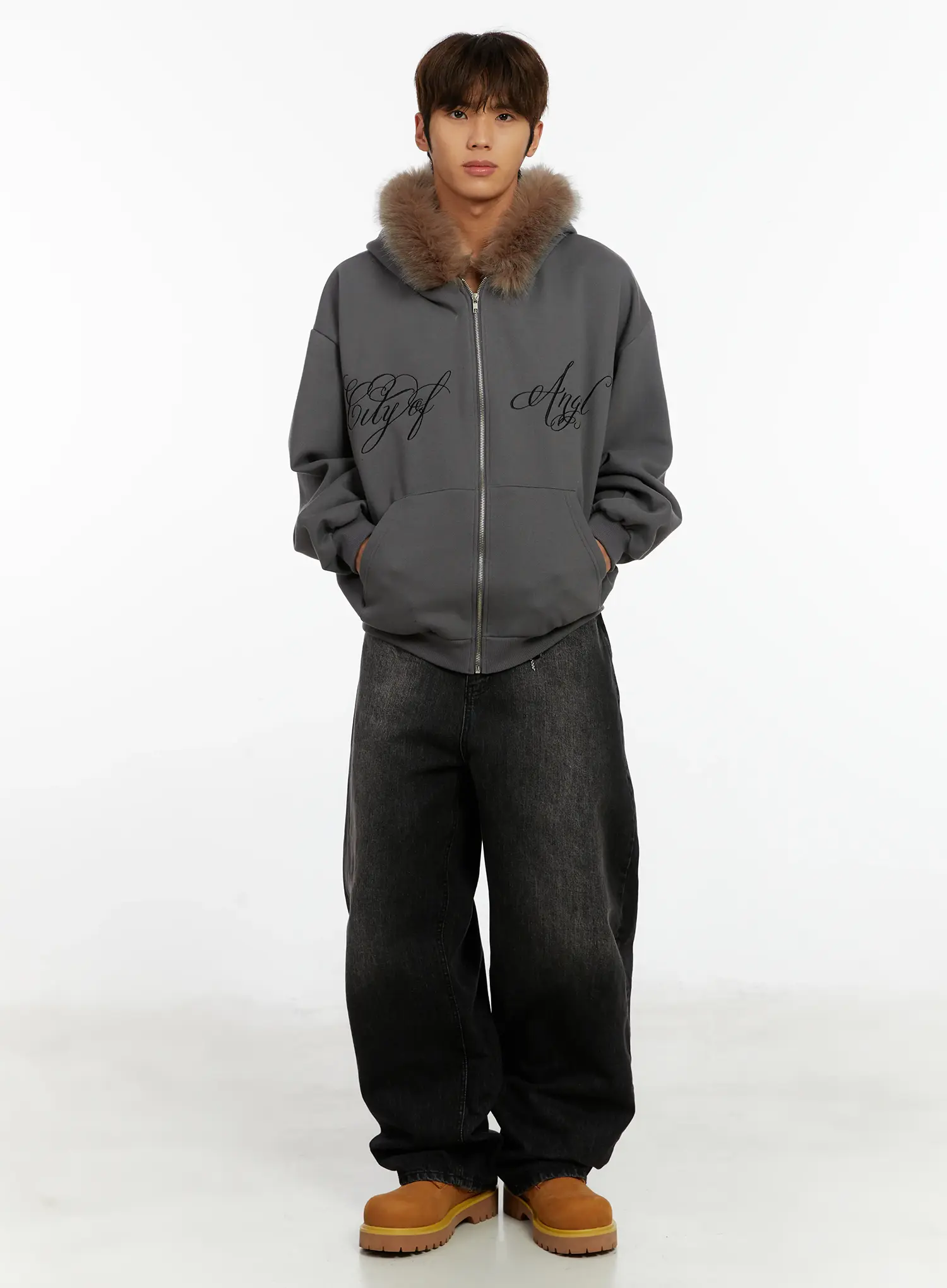 Men's Black Washed Baggy Jeans ID524 - Image 8