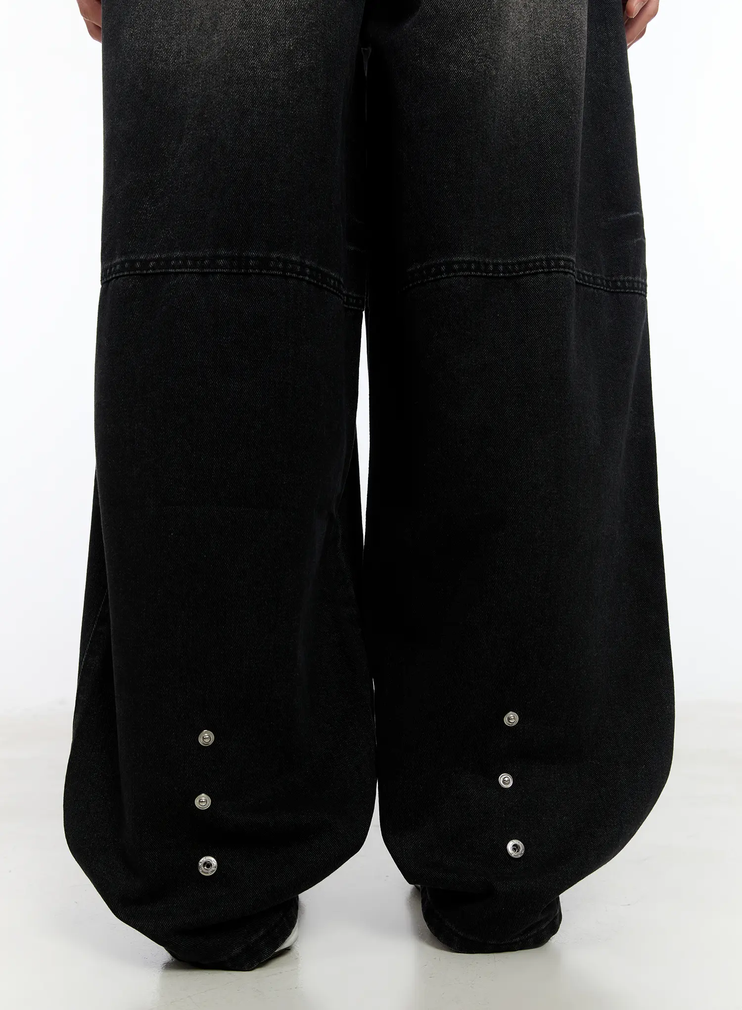 Men's Black Washed Wide Leg Jeans IM530 - Image 10